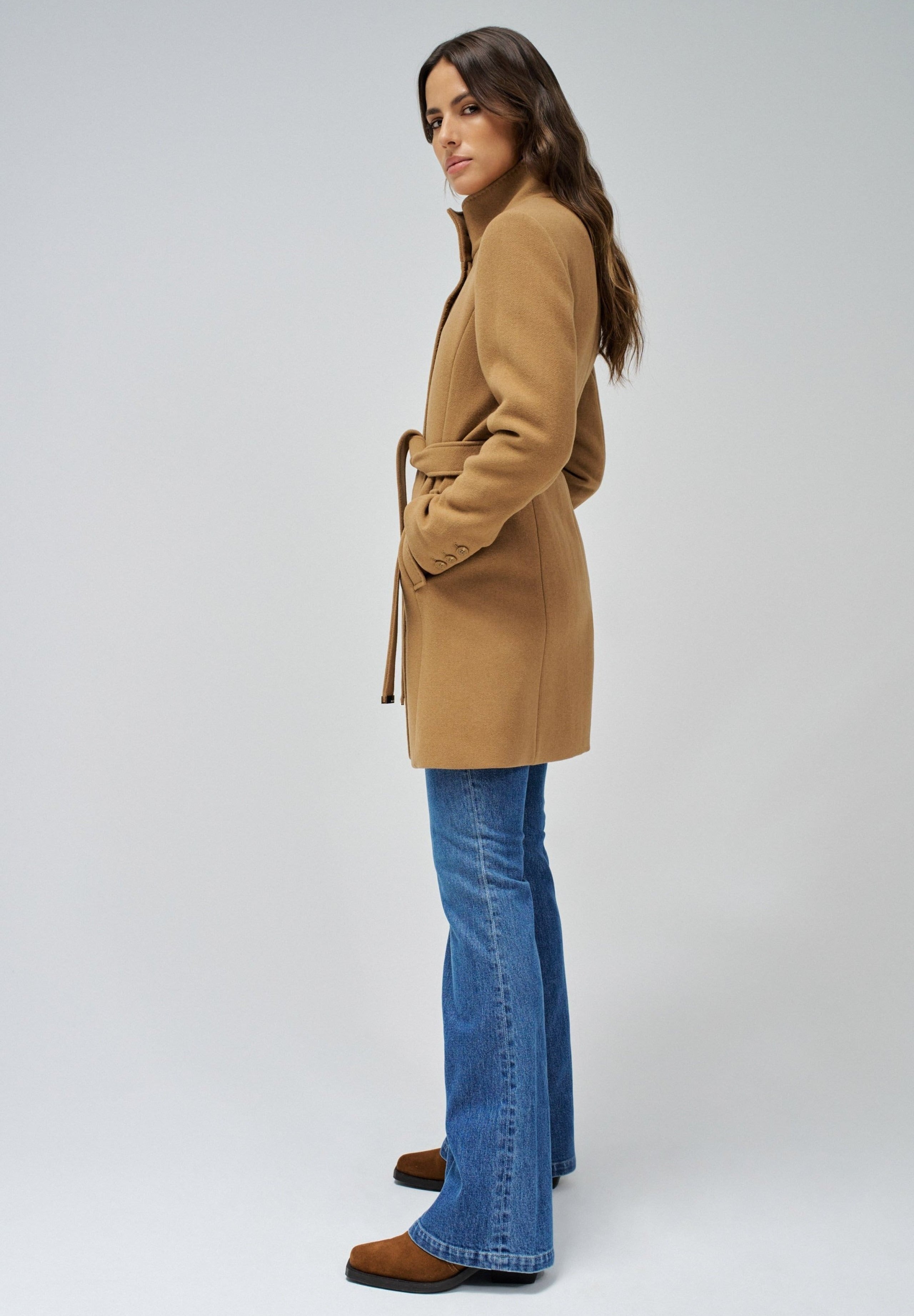 The Reimagined Wool Coat in Dark Beige Jackets Salsa Jeans