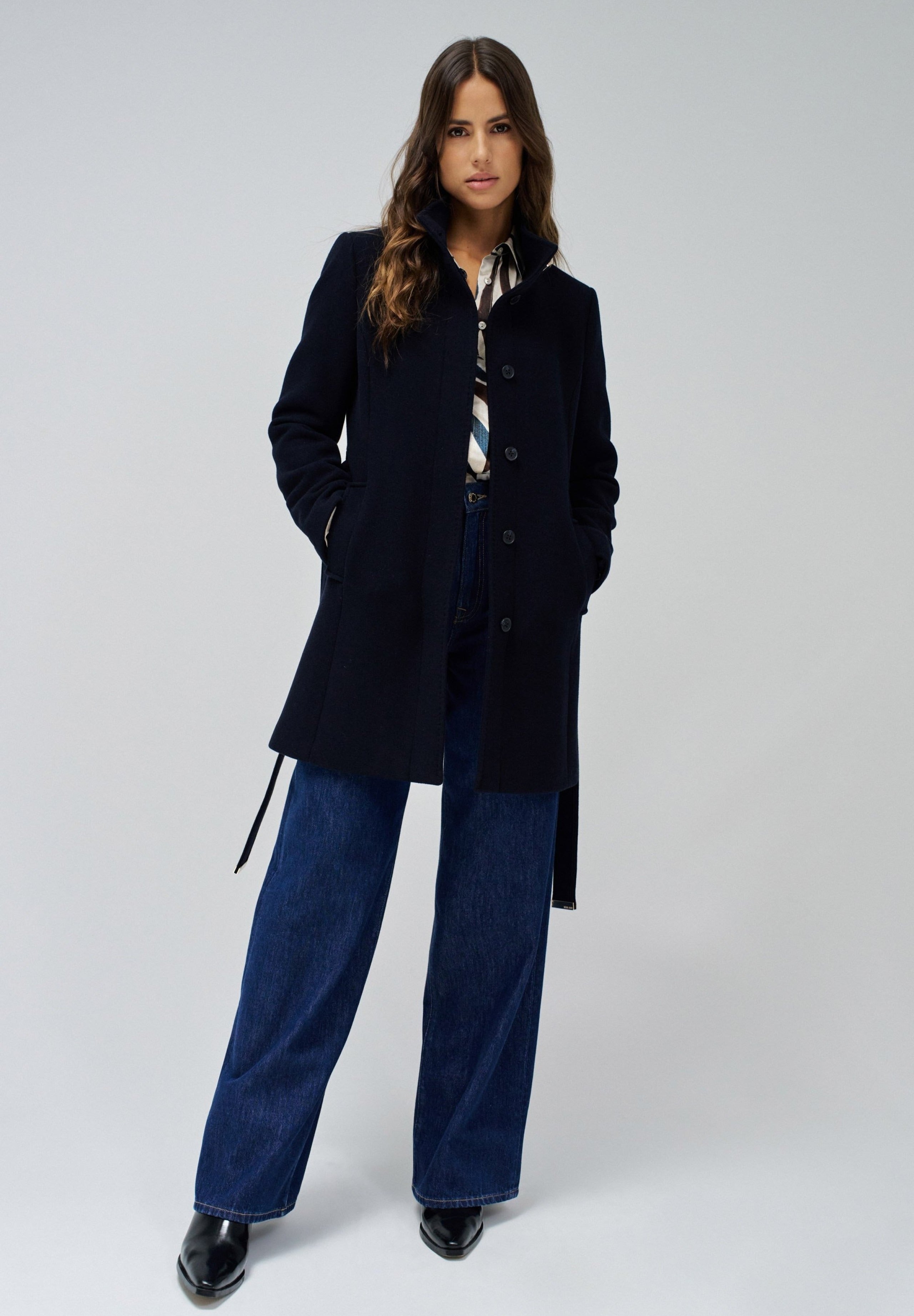 The Reimagined Wool Coat in Dark Blue Jackets Salsa Jeans