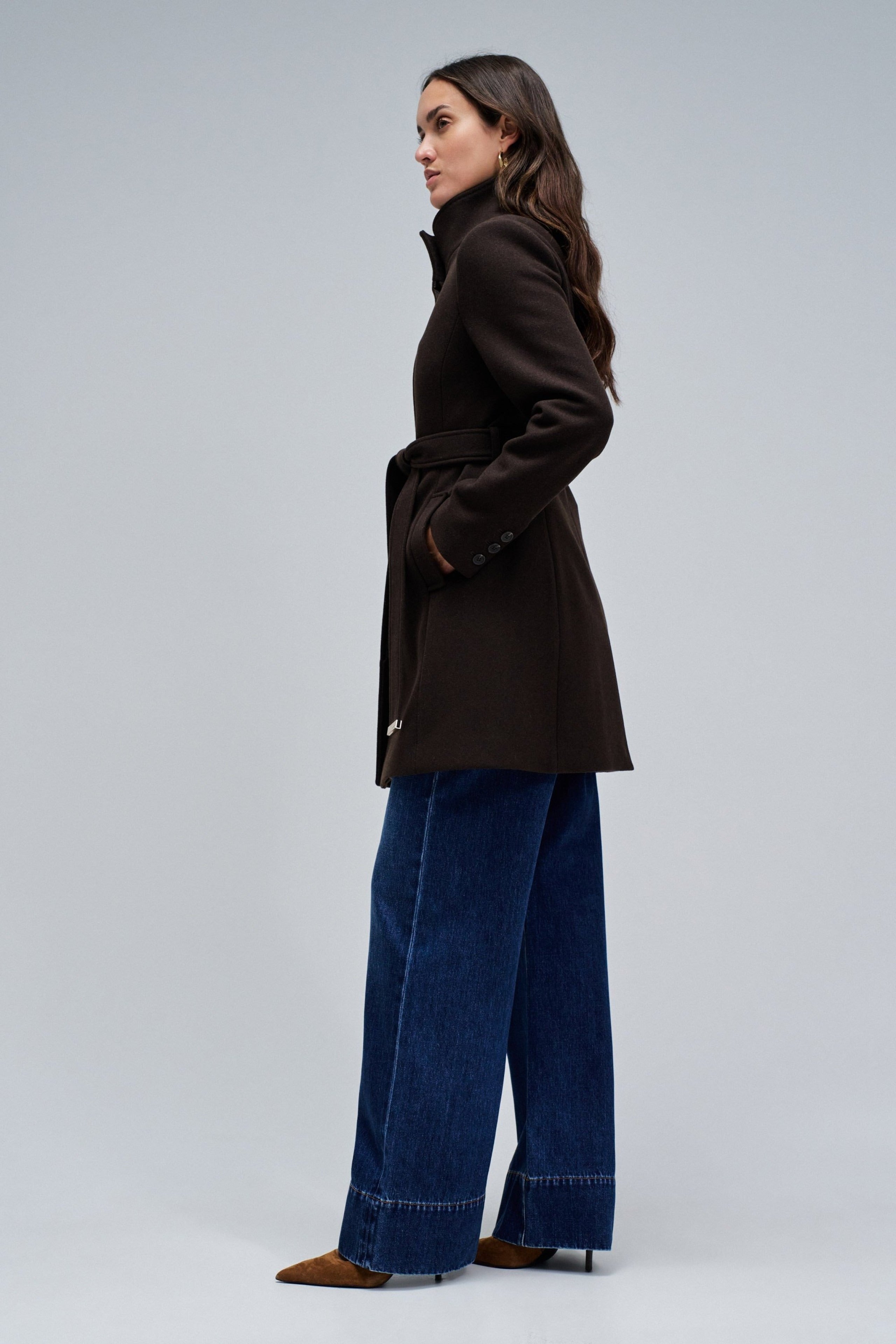 The Reimagined Wool Coat in Dark Brown Jackets Salsa Jeans