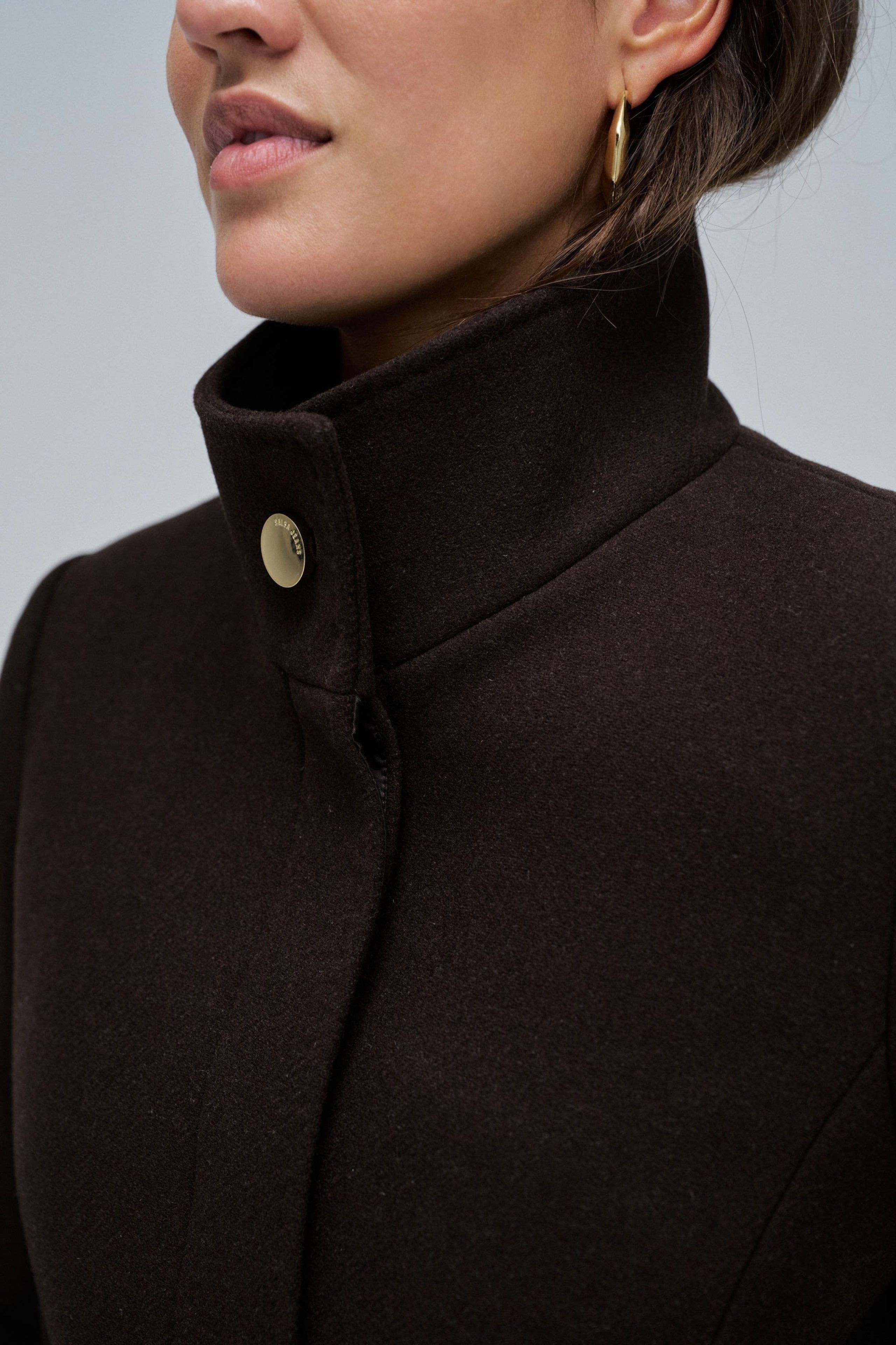 The Reimagined Wool Coat in Dark Brown Jackets Salsa Jeans