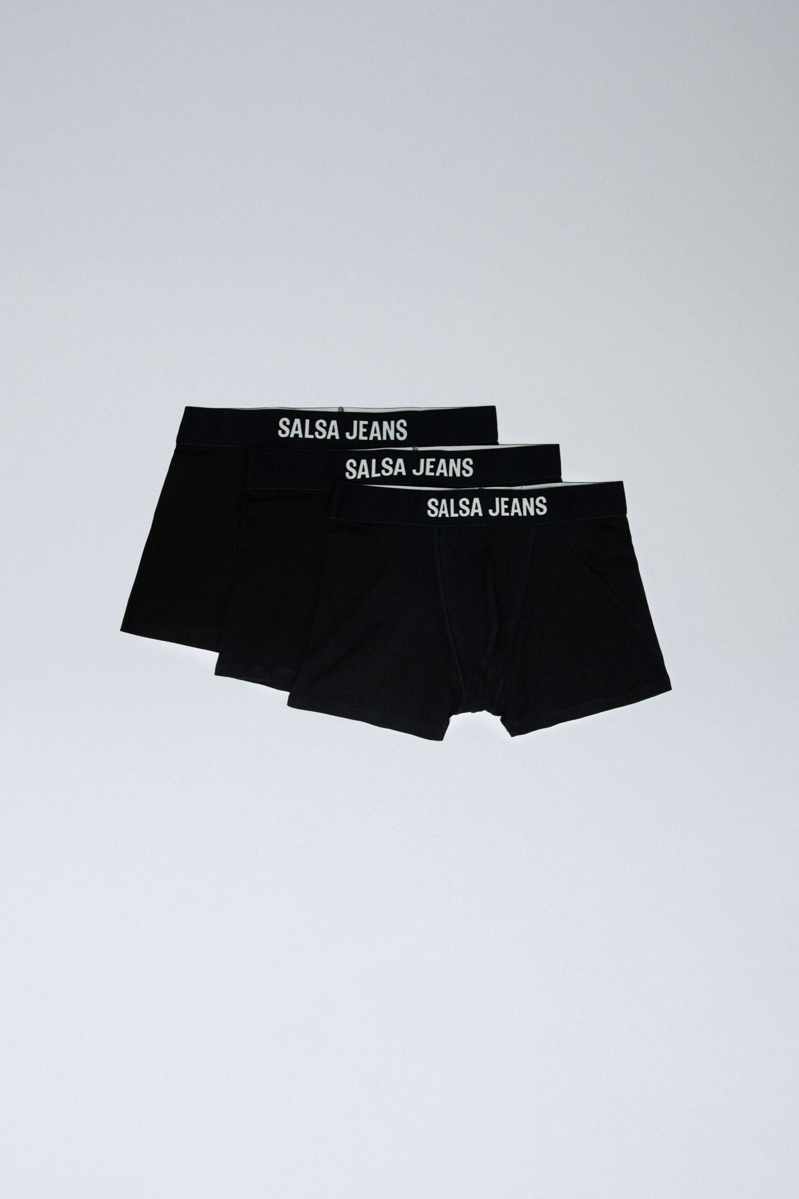 3 Branding And Solid Trunks Pack In Black Underwear Salsa Jeans