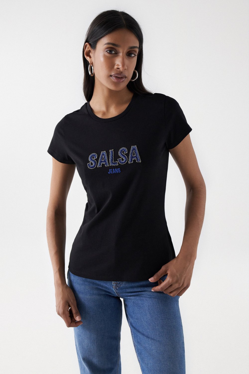 T-shirt Institutional Beaded in Black T-shirts Salsa Jeans