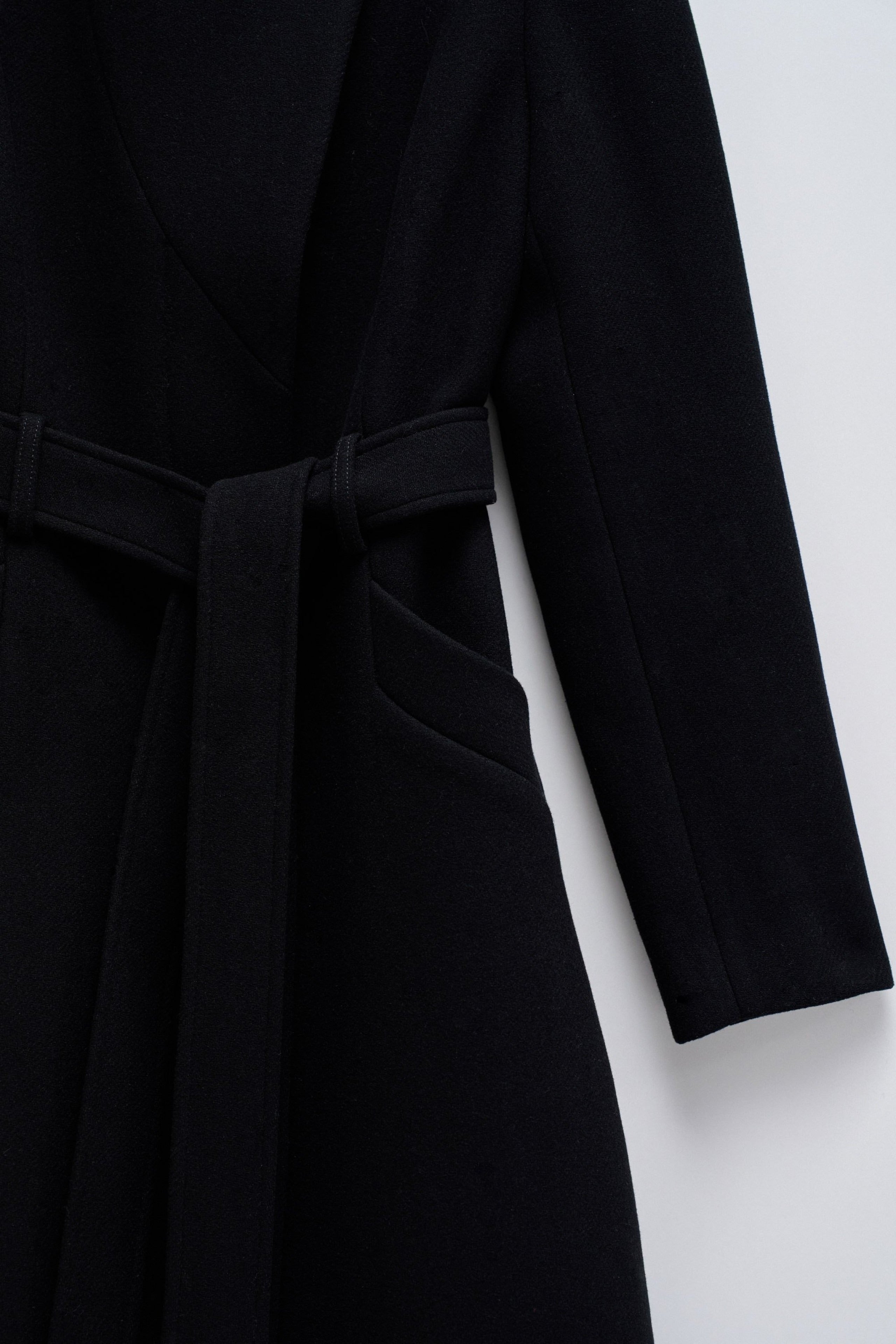 Long Wool Peacoat With Belt in Black Jackets Salsa Jeans