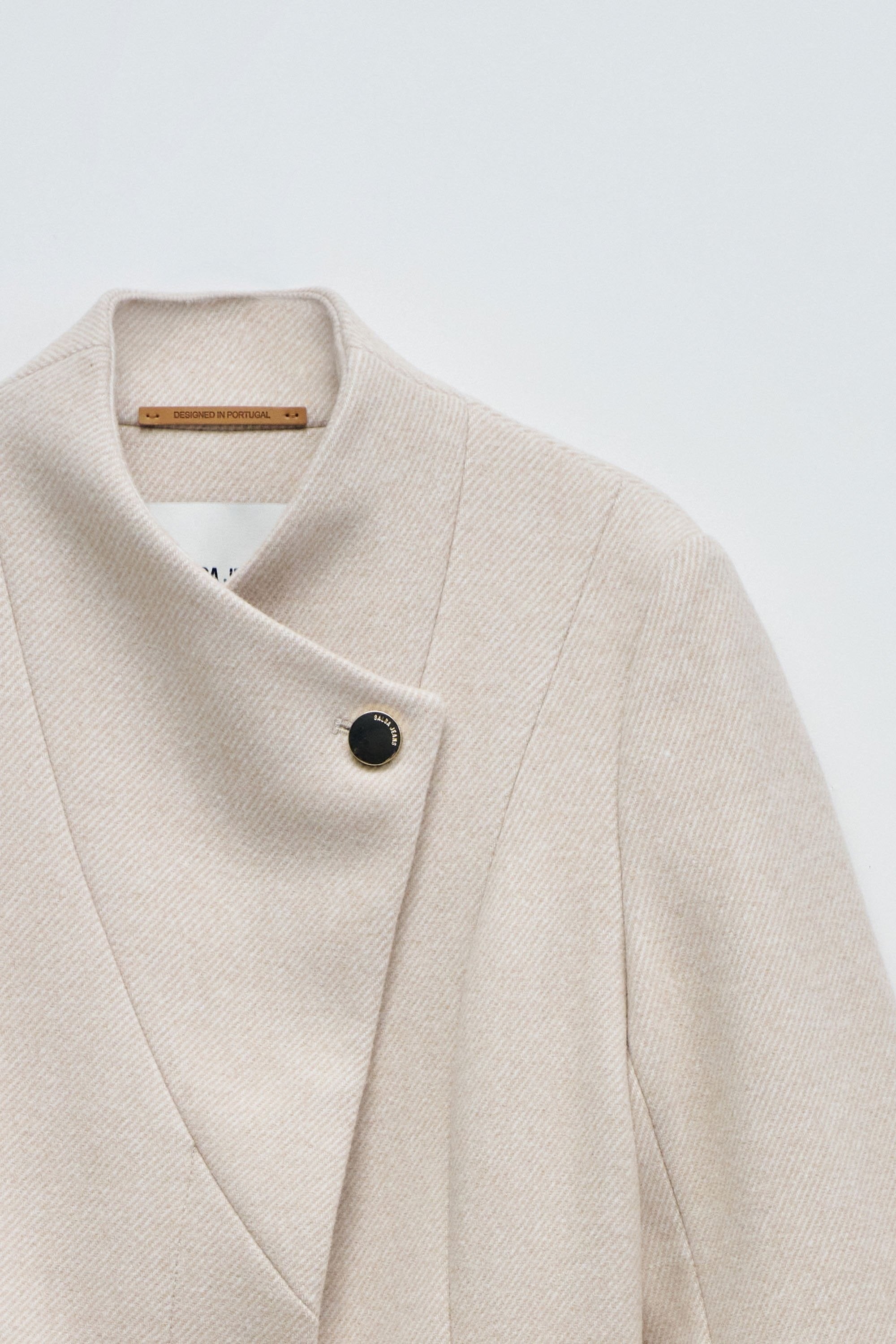 Long Wool Peacoat With Belt in Light Beige V1 Jackets Salsa Jeans