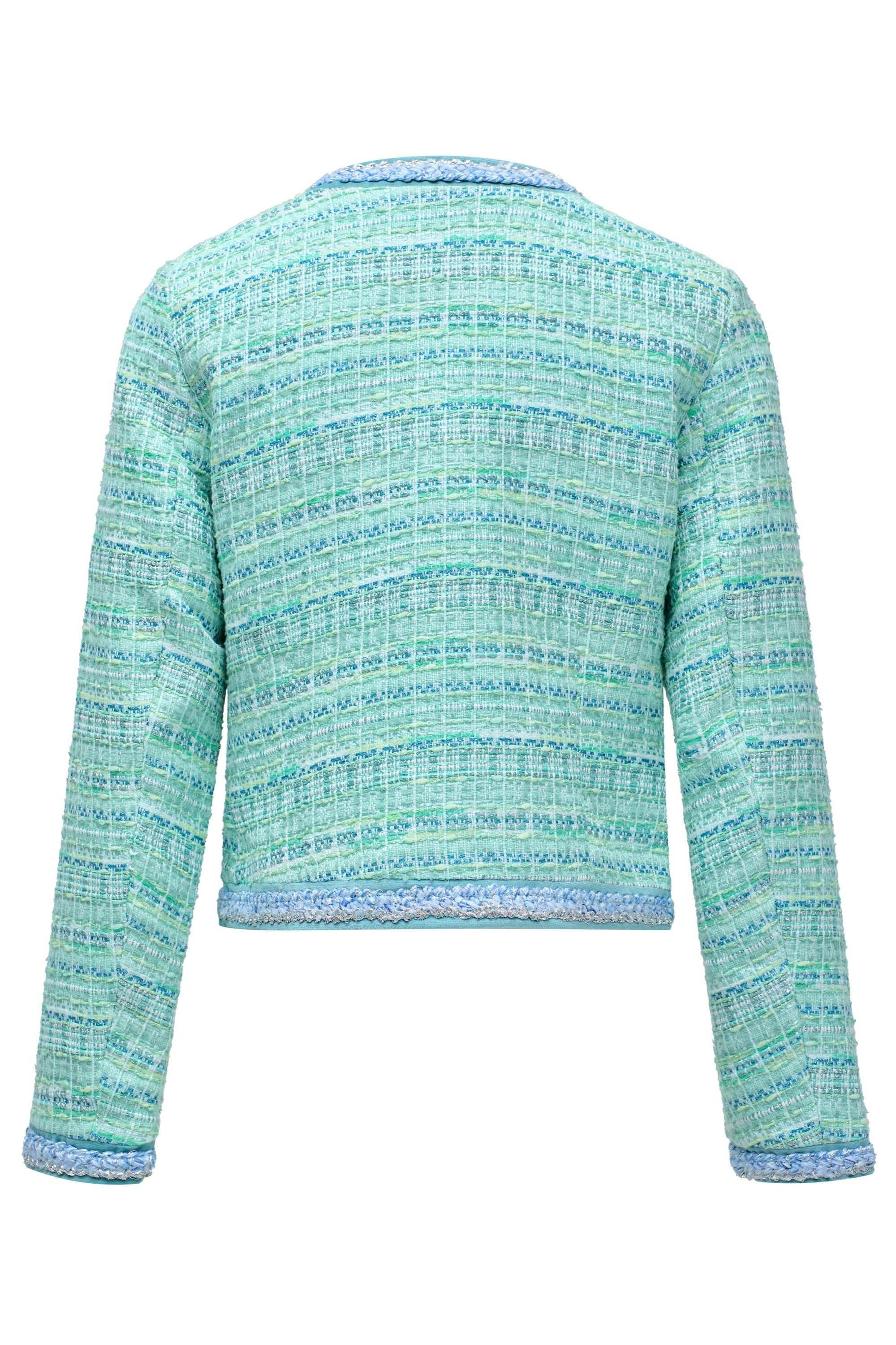 Colorful Tweed Chanel-Style Jacket in Light Green Jackets Salsa Jeans