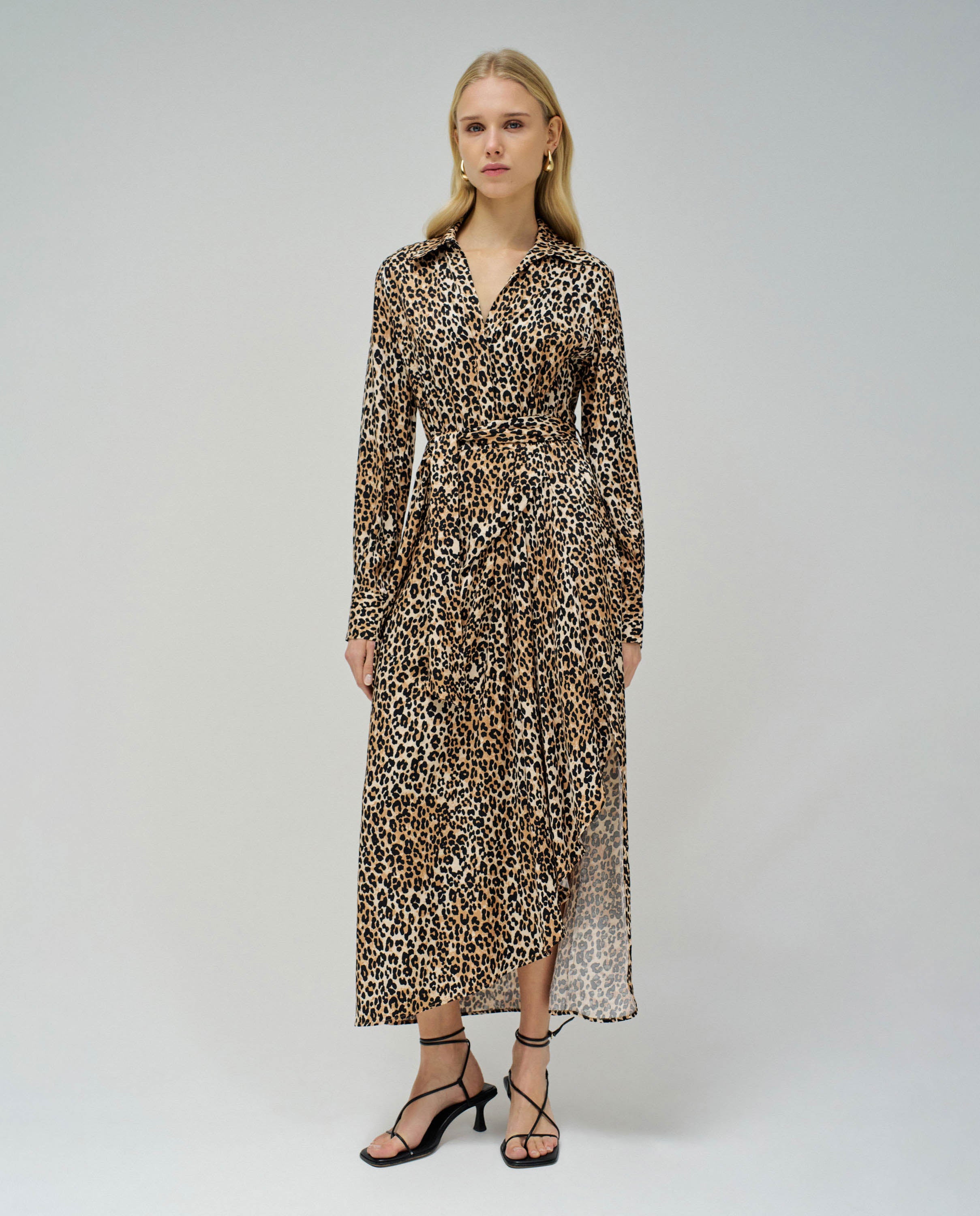 Shirtdress with Animal Print in Dark Pearl Dresses Salsa Jeans