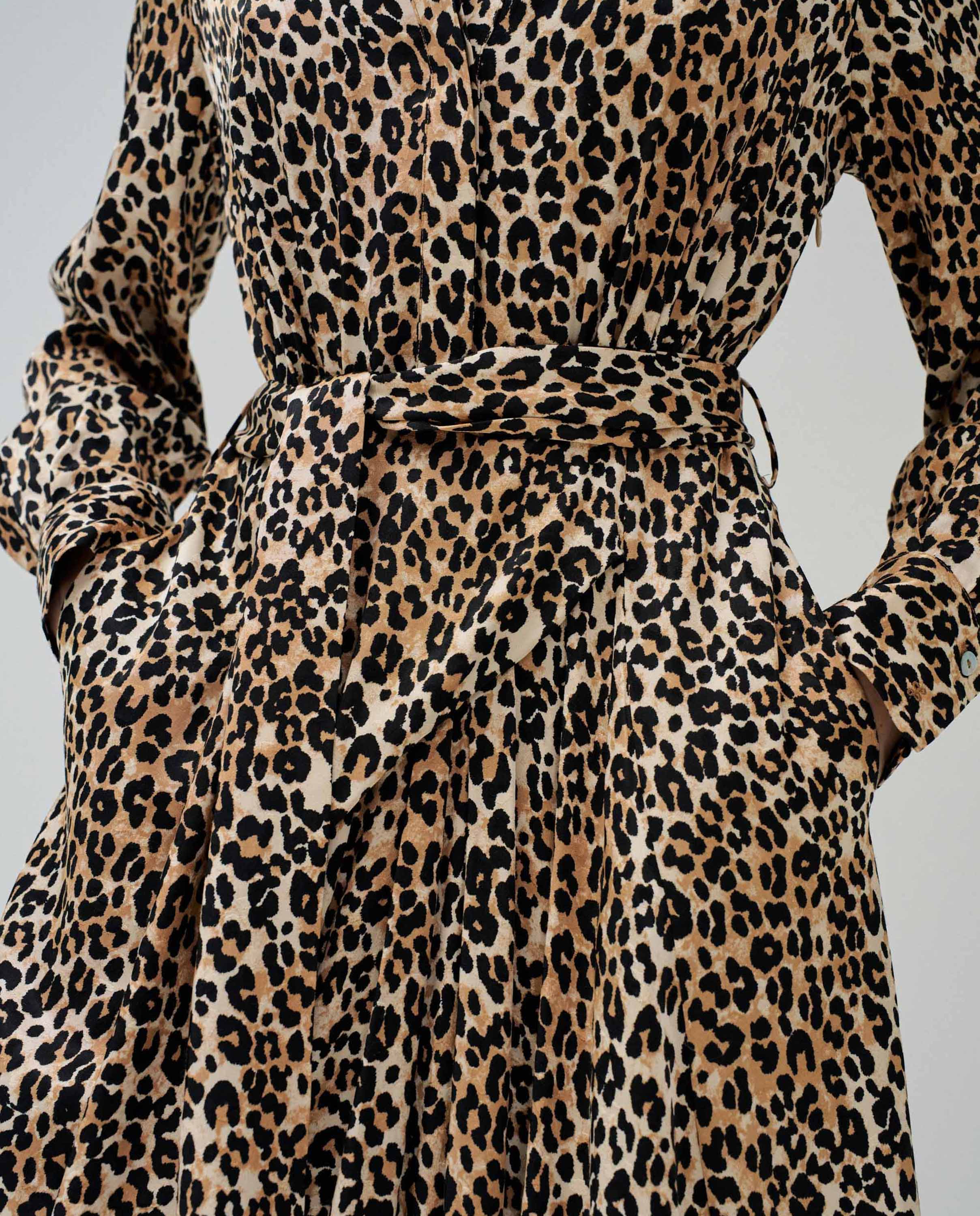 Shirtdress with Animal Print in Dark Pearl Dresses Salsa Jeans