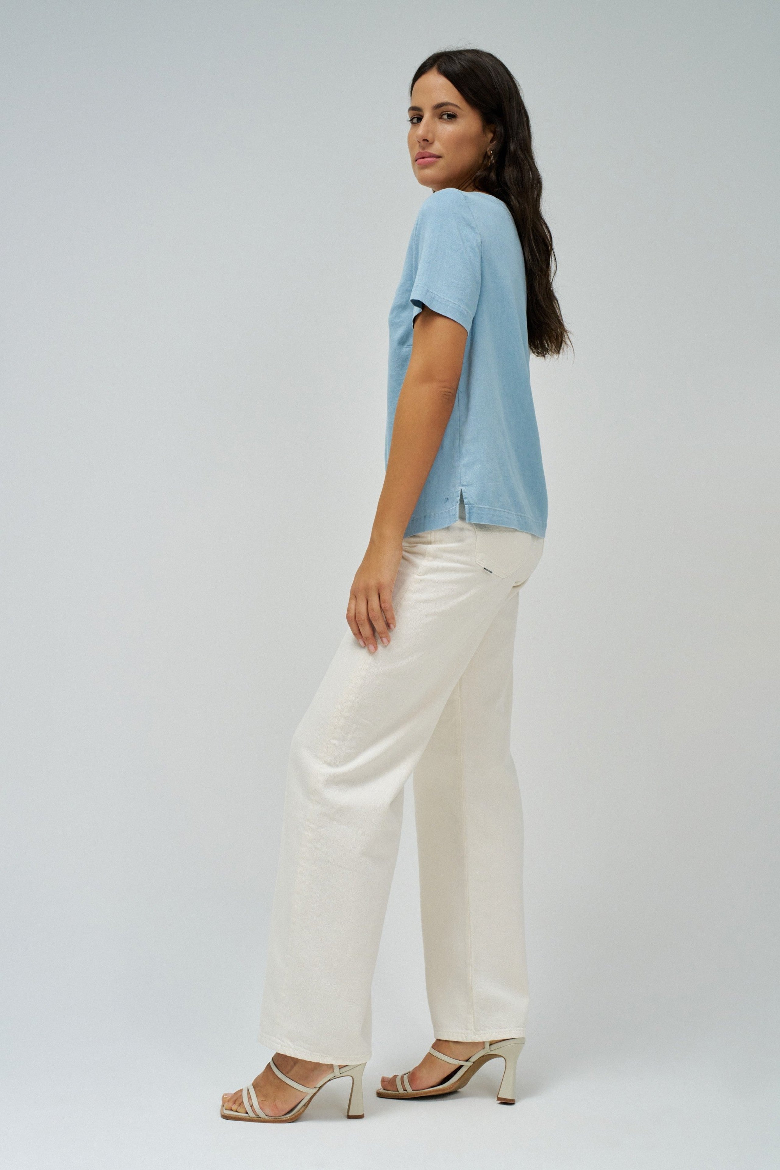Lightdenim Blouse Metalic Detail in Light Wash Shirts Salsa Jeans