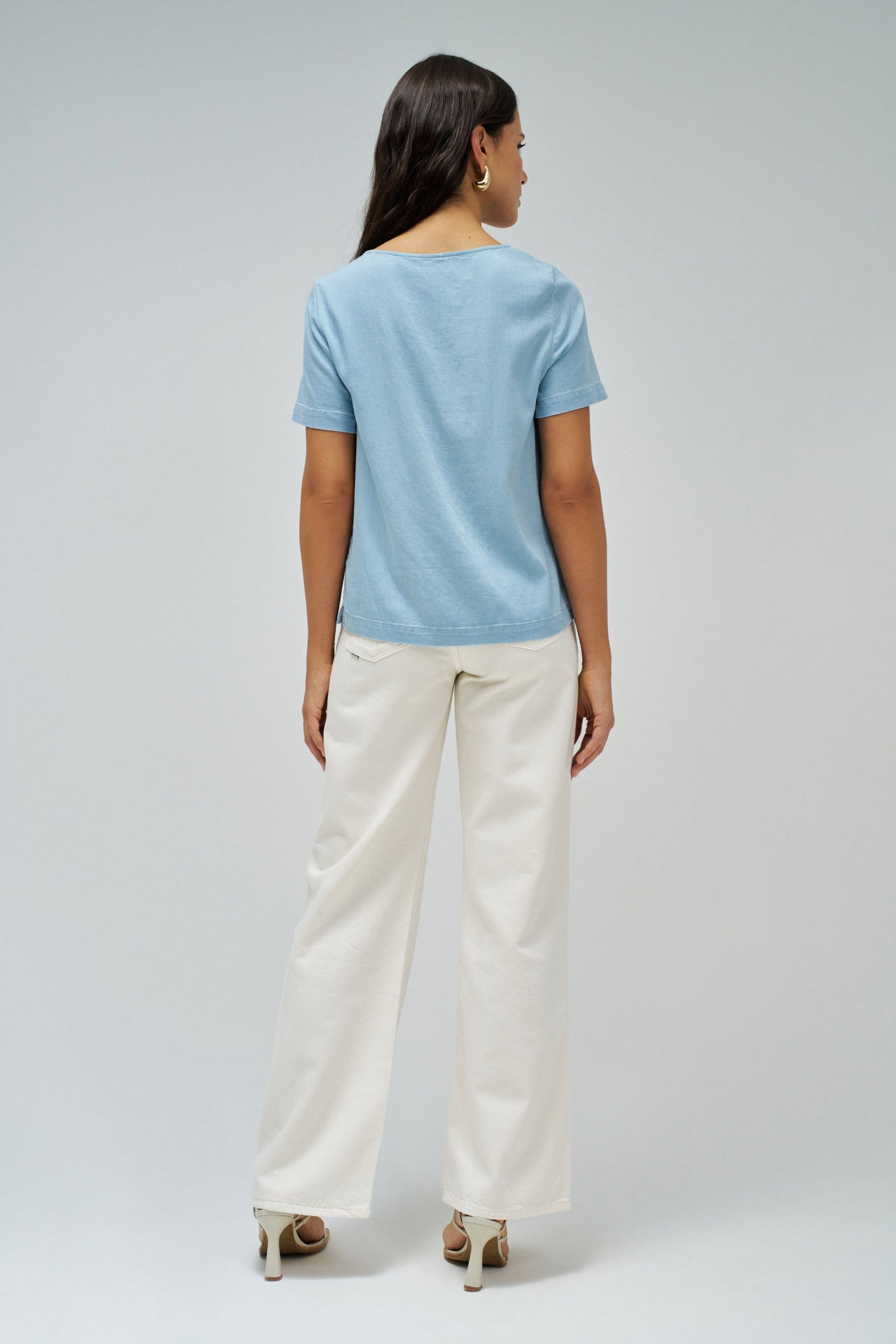 Lightdenim Blouse Metalic Detail in Light Wash Shirts Salsa Jeans