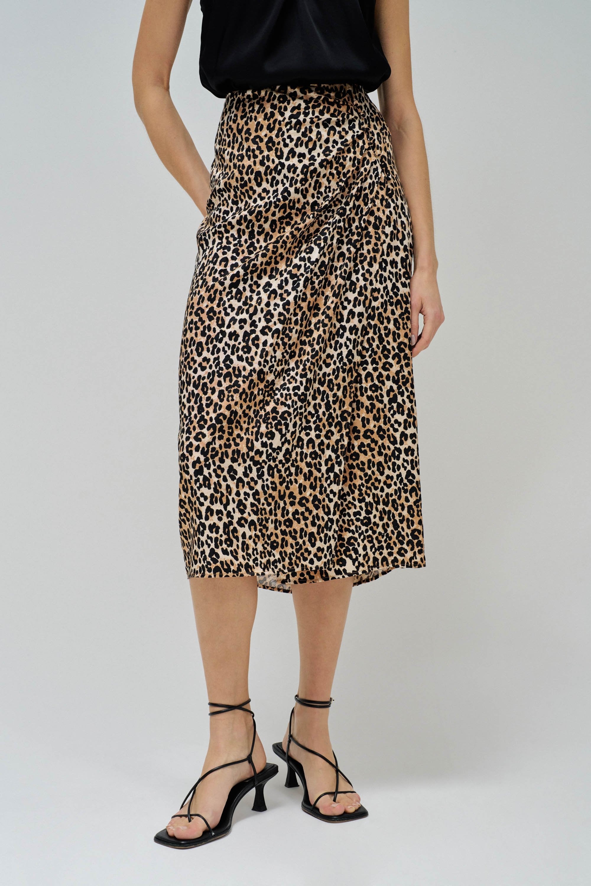 Animal Print Skirt with Button Detail in Dark Pearl Skirts Salsa Jeans