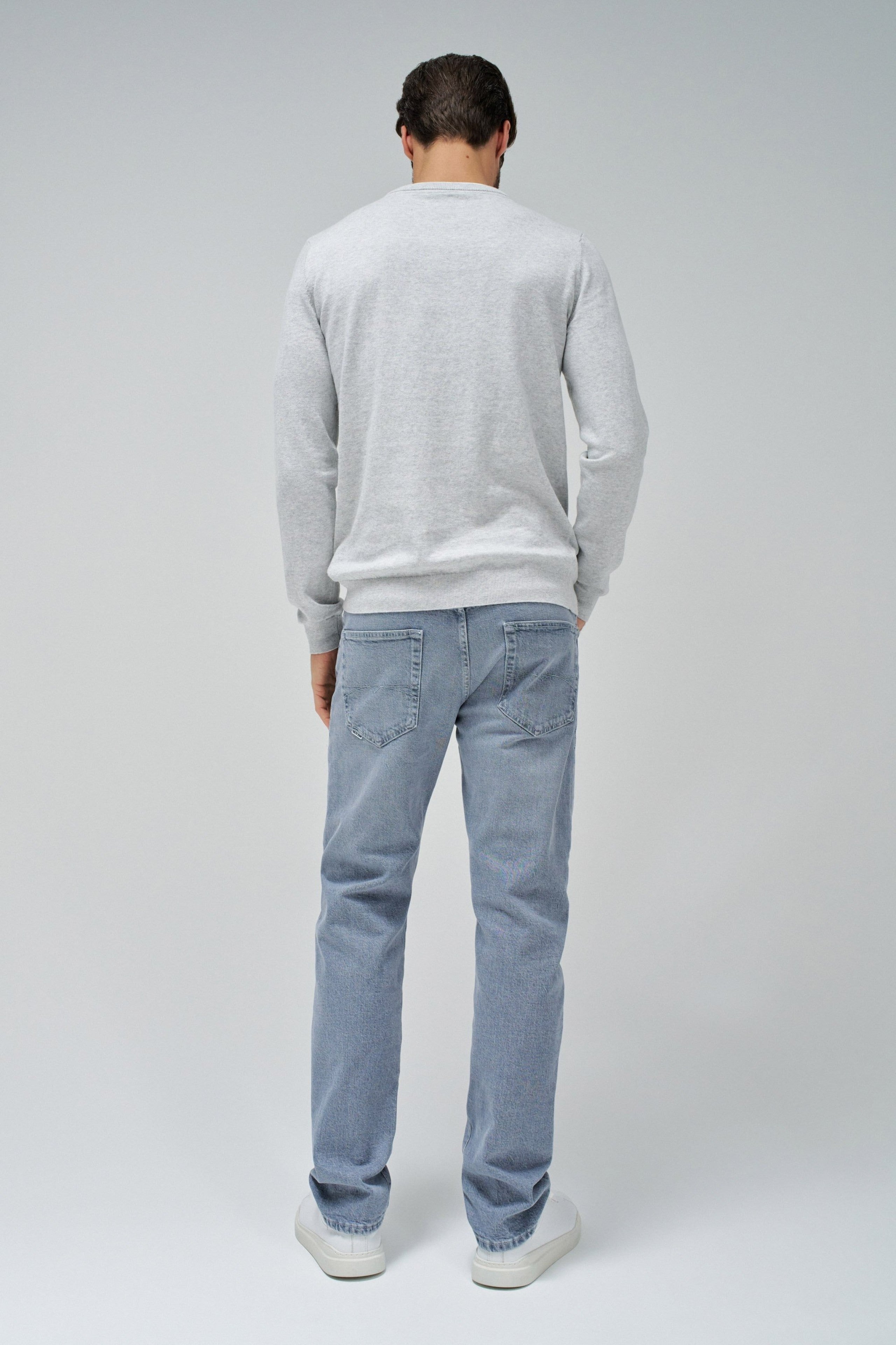 Knit Henley W/ Collar Jersey Details in Light Grey Sweater Salsa Jeans