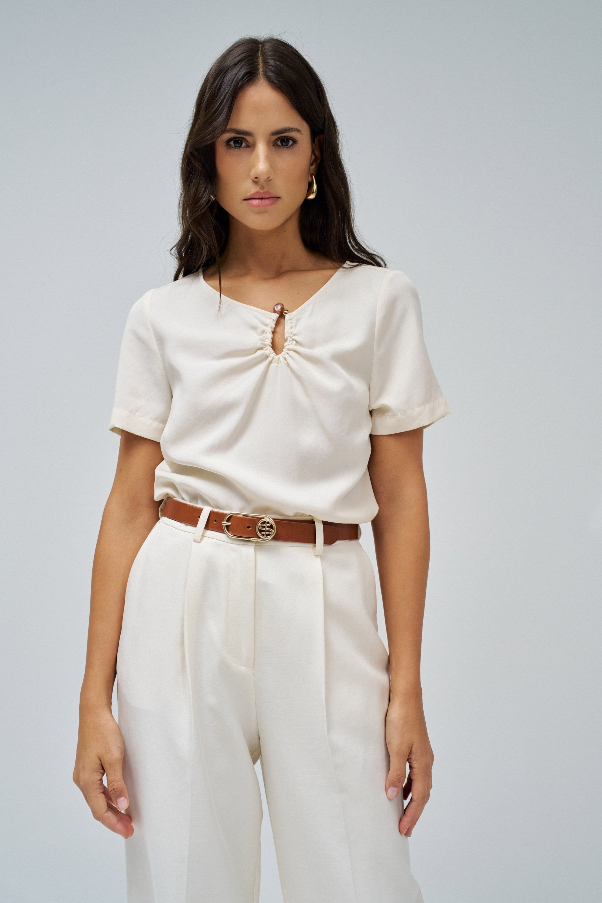 Shirt With Metal Detail in Light Pearl Shirts Salsa Jeans
