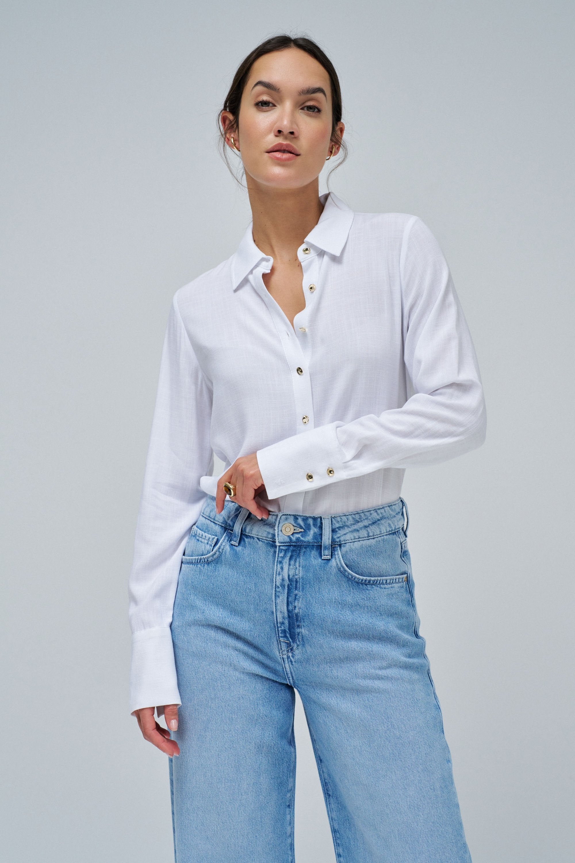 Linen Shirt in Light Pearl V1 Shirts Salsa Jeans