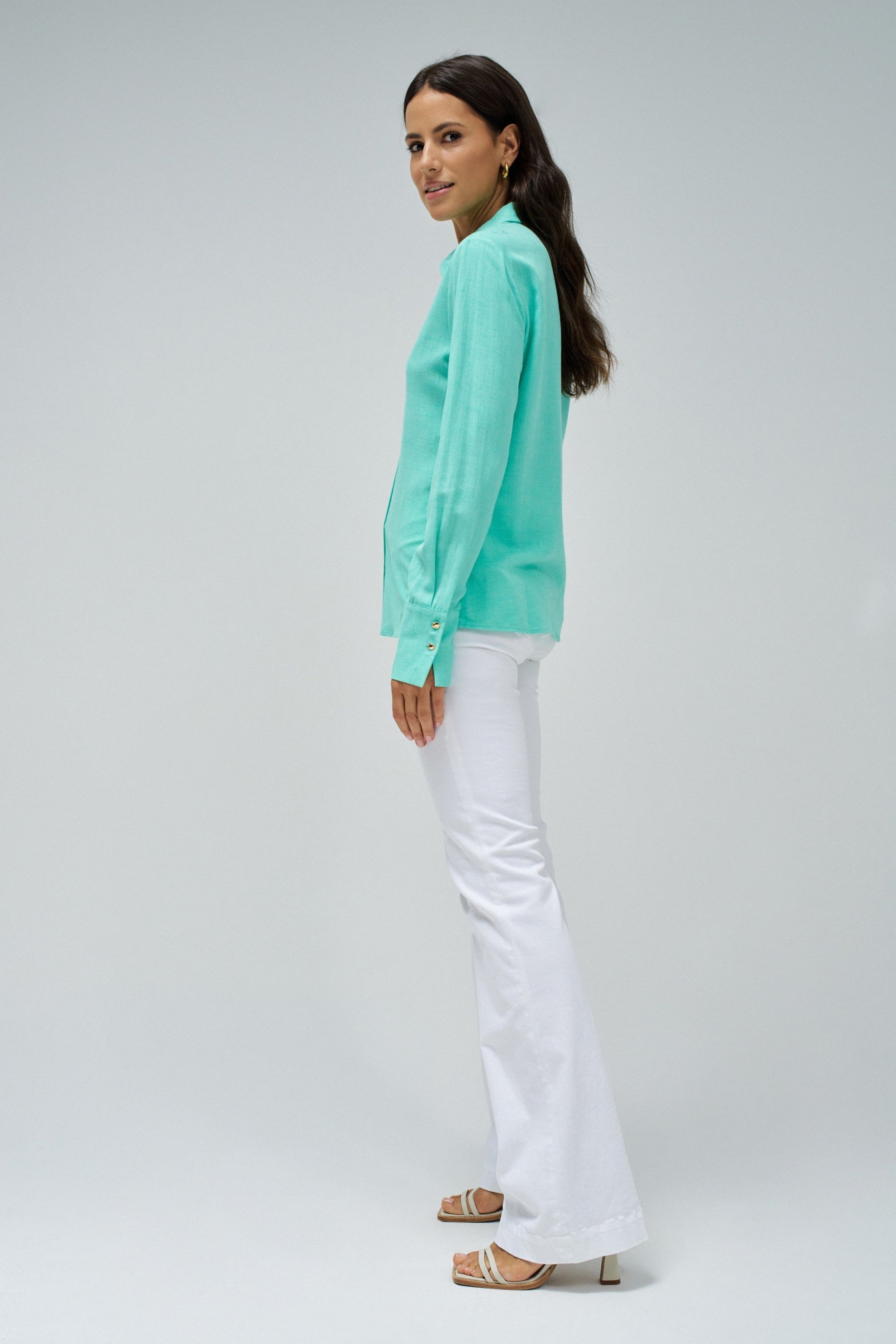 Linen Shirt in Light Green Shirts Salsa Jeans