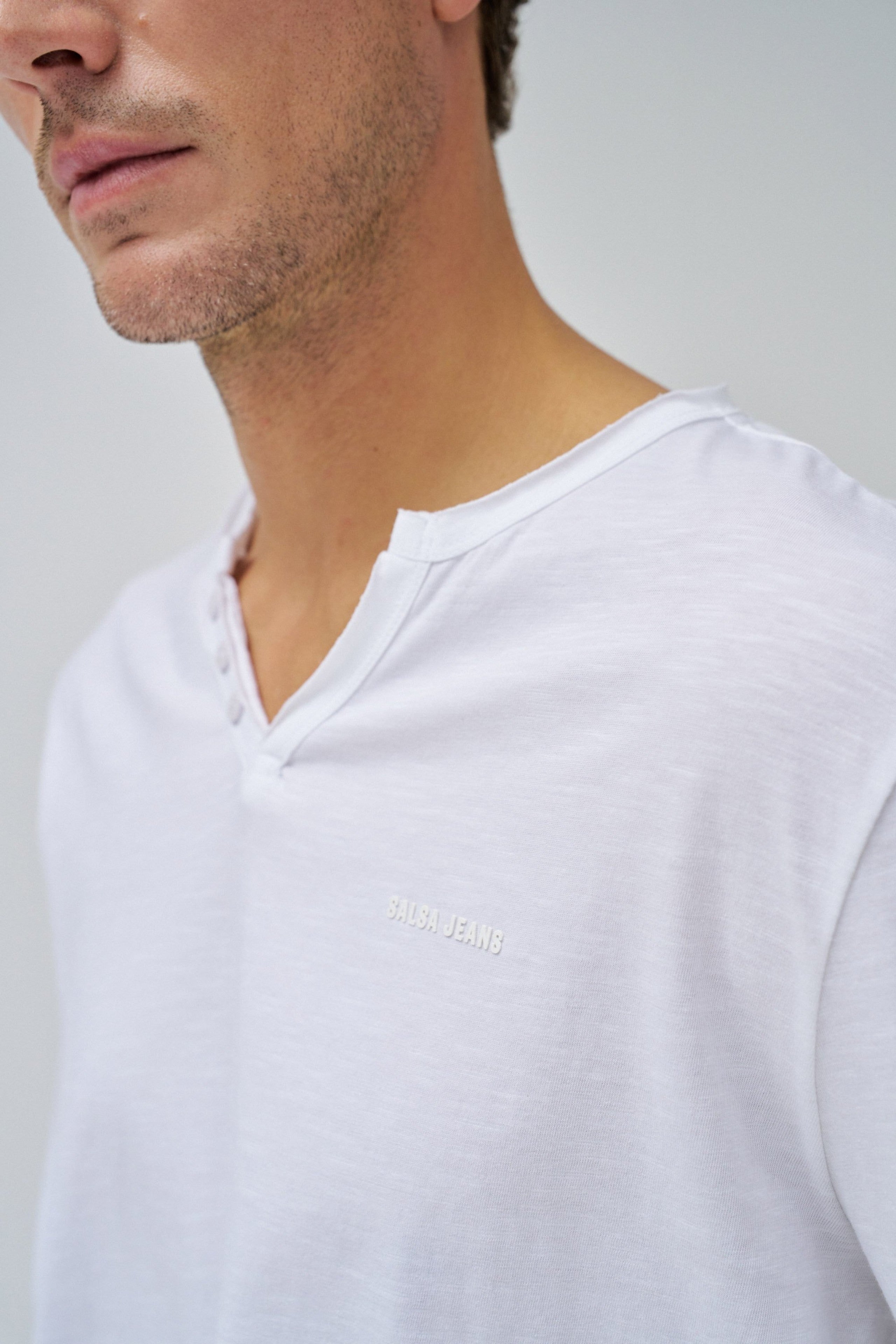 Jersey Longsleeve Serafino in White T-Shirts Salsa Jeans