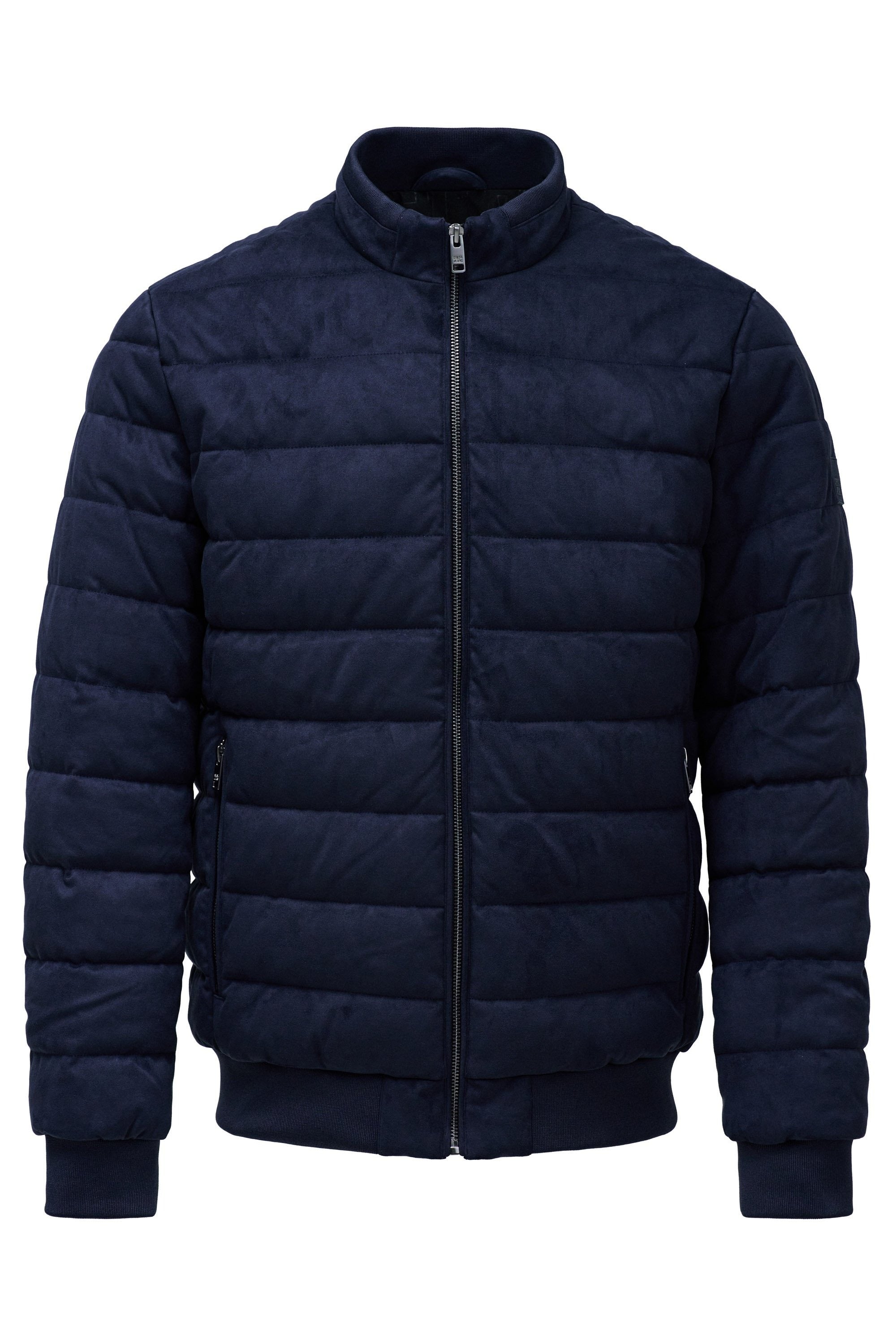 Suede Puffer Bomber Jacket in Dark Blue Jackets Salsa Jeans