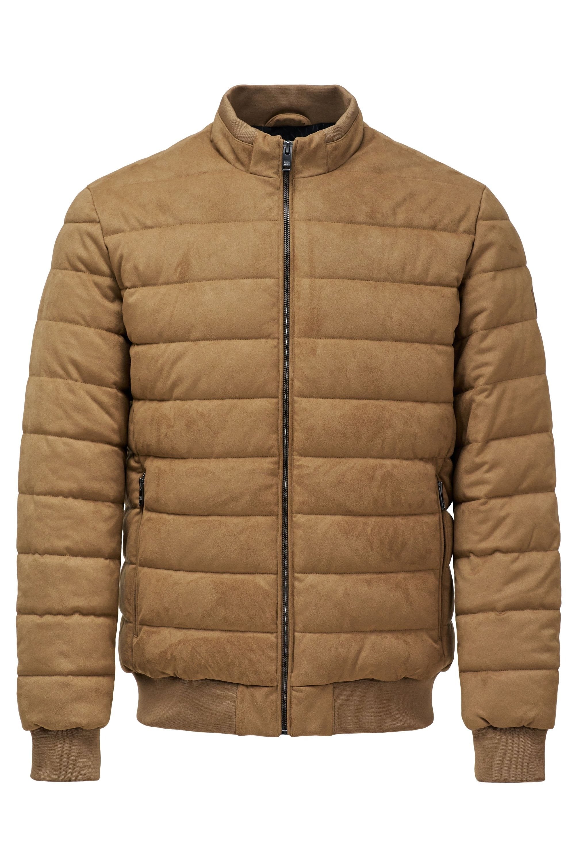 Suede Puffer Bomber Jacket in Medium Brown Jackets Salsa Jeans