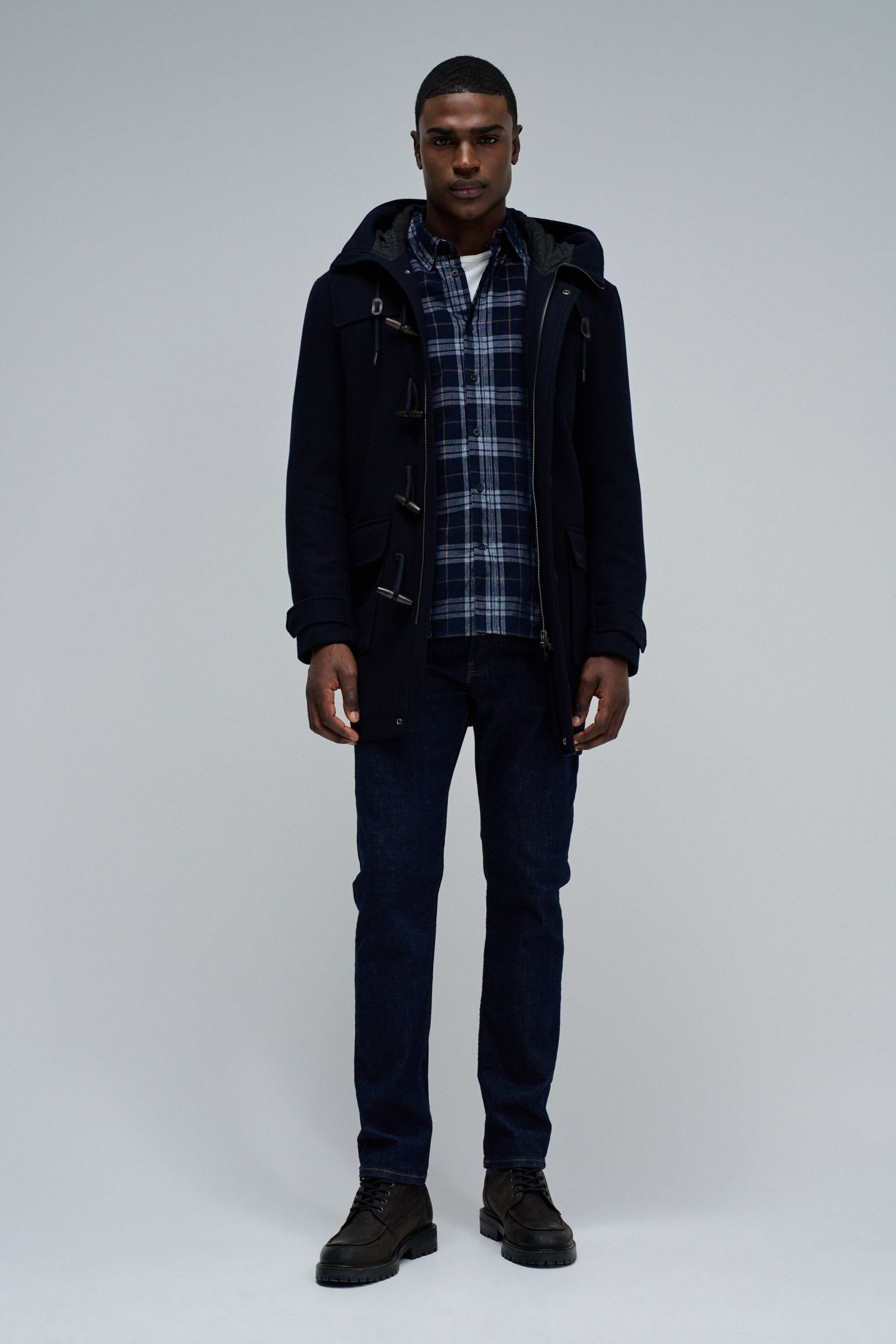 Wool Duffle Coat in Dark Blue Jackets Salsa Jeans