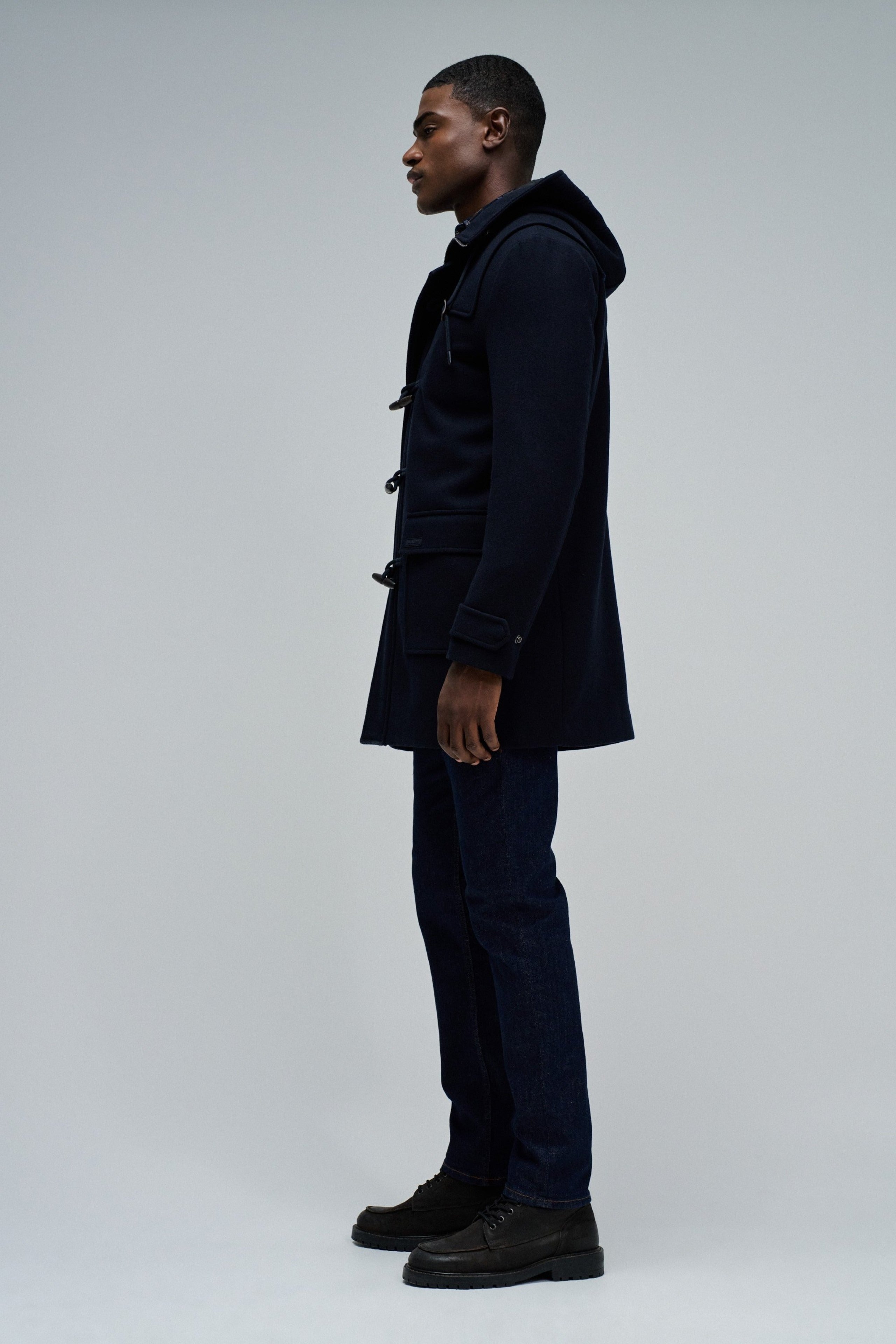 Wool Duffle Coat in Dark Blue Jackets Salsa Jeans