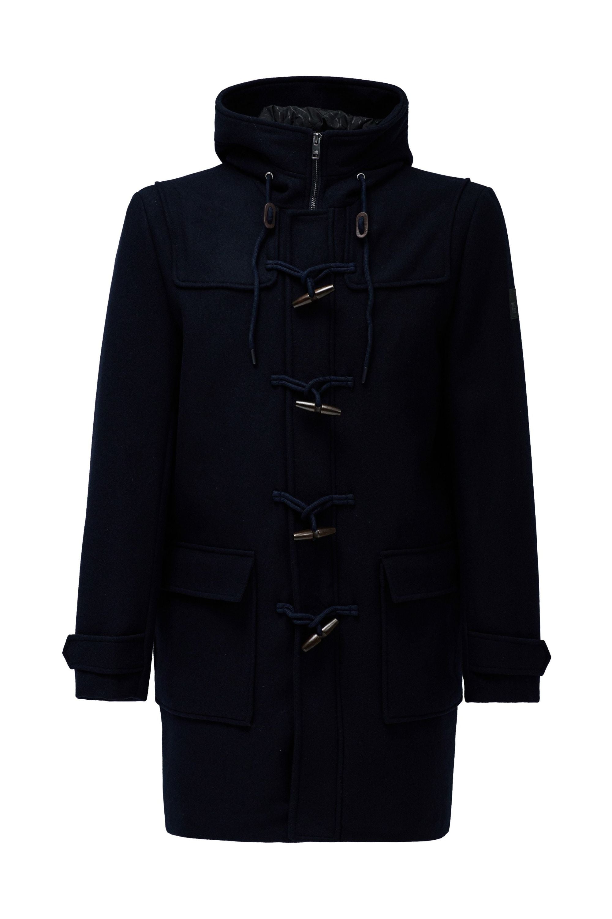 Wool Duffle Coat in Dark Blue