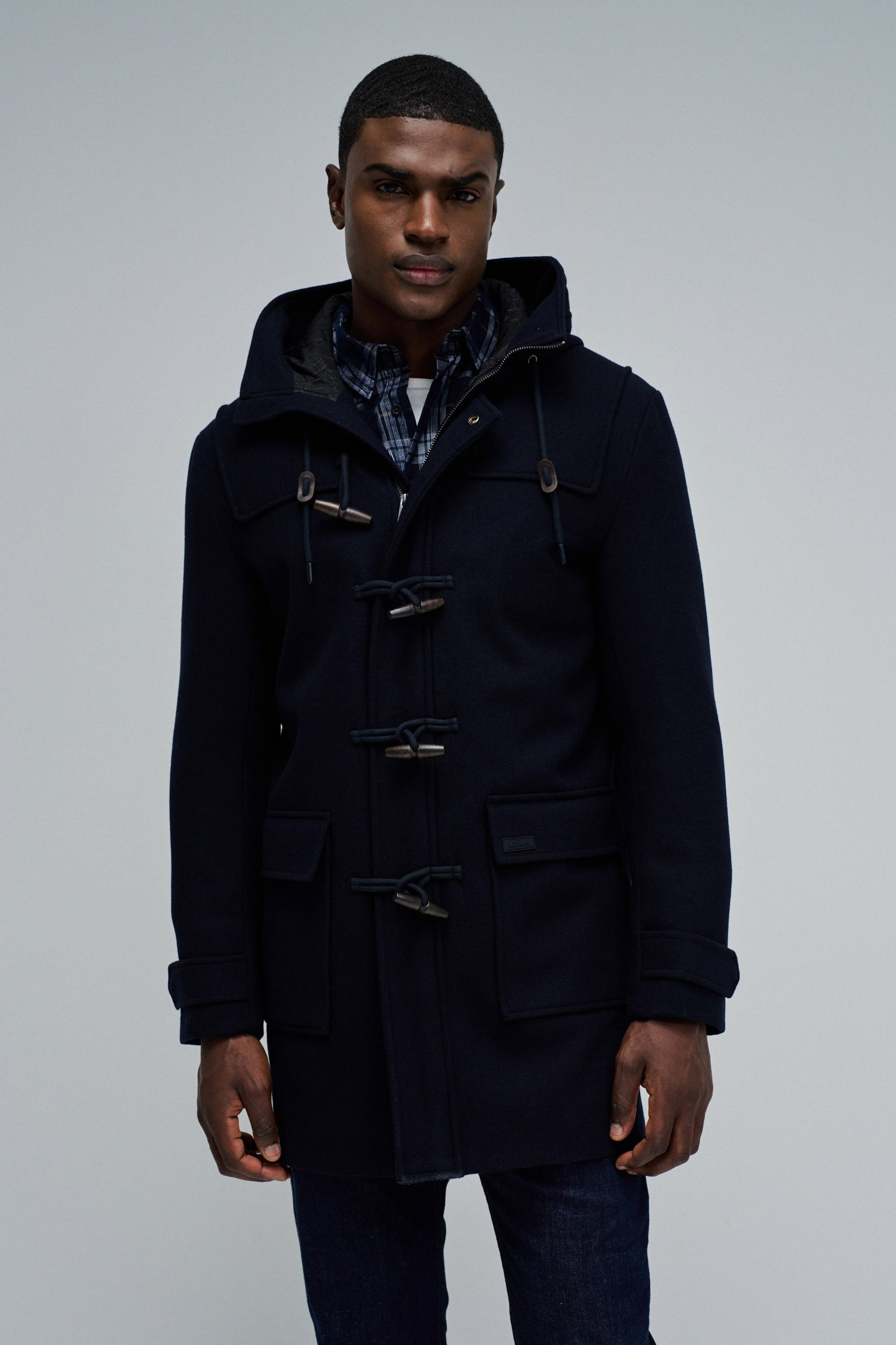 Wool Duffle Coat in Dark Blue Jackets Salsa Jeans
