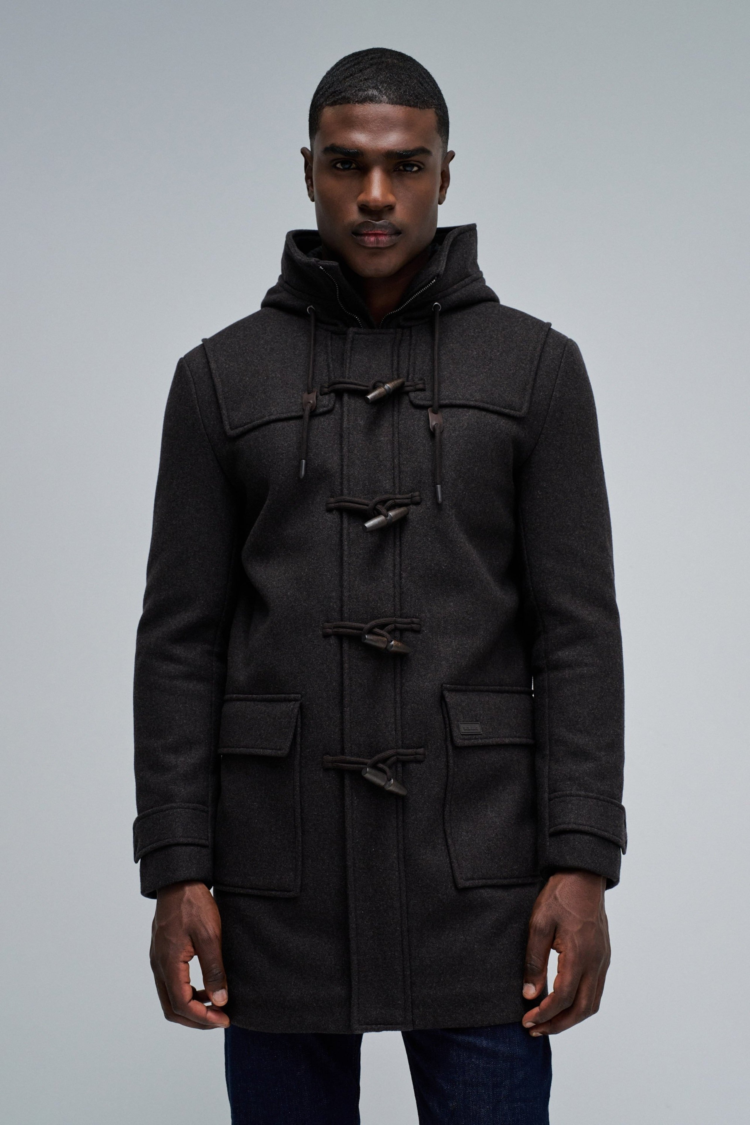 Wool Duffle Coat in Dark Brown Jackets Salsa Jeans