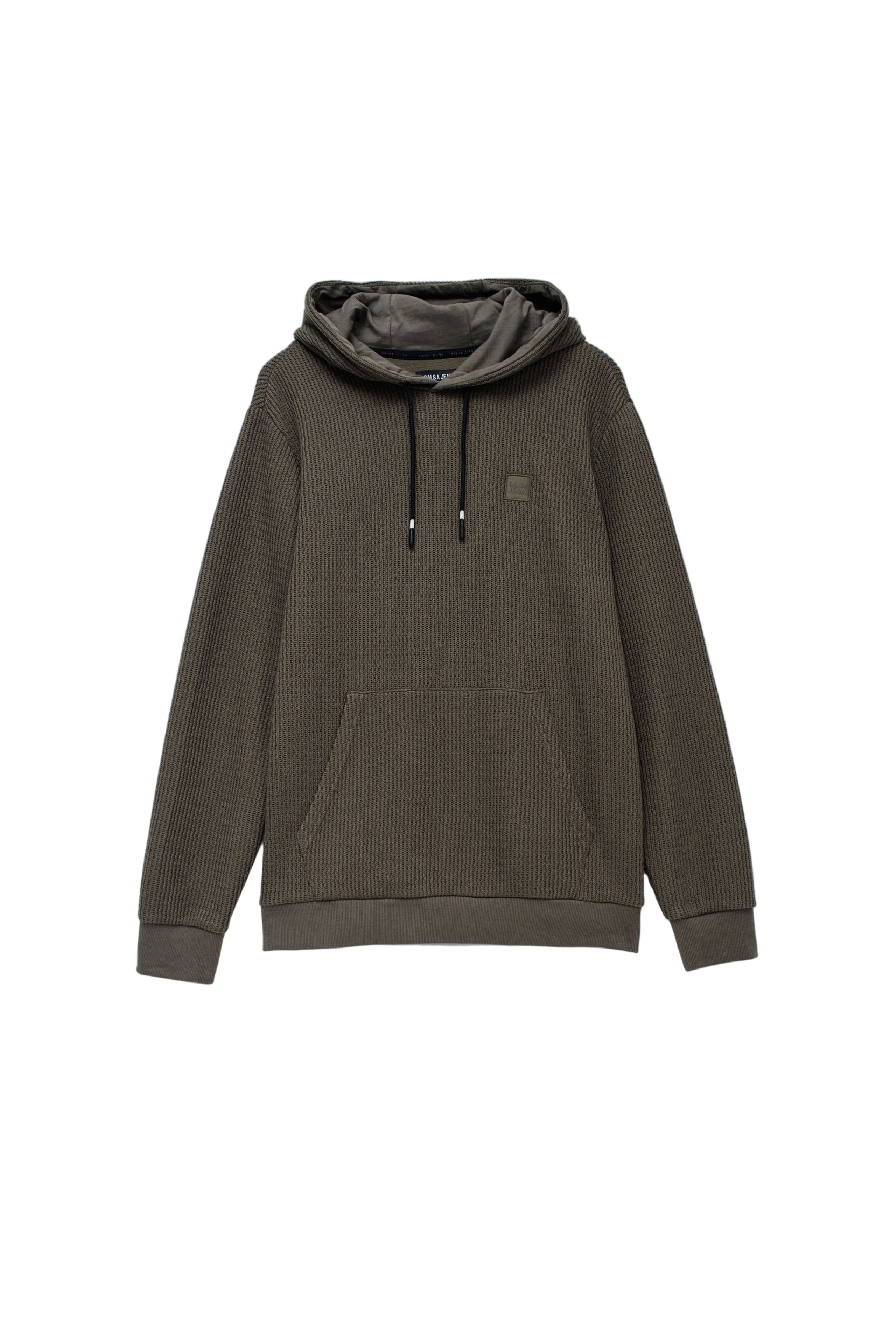 Textured Hoodie W/ Logo Patch in Dark Green