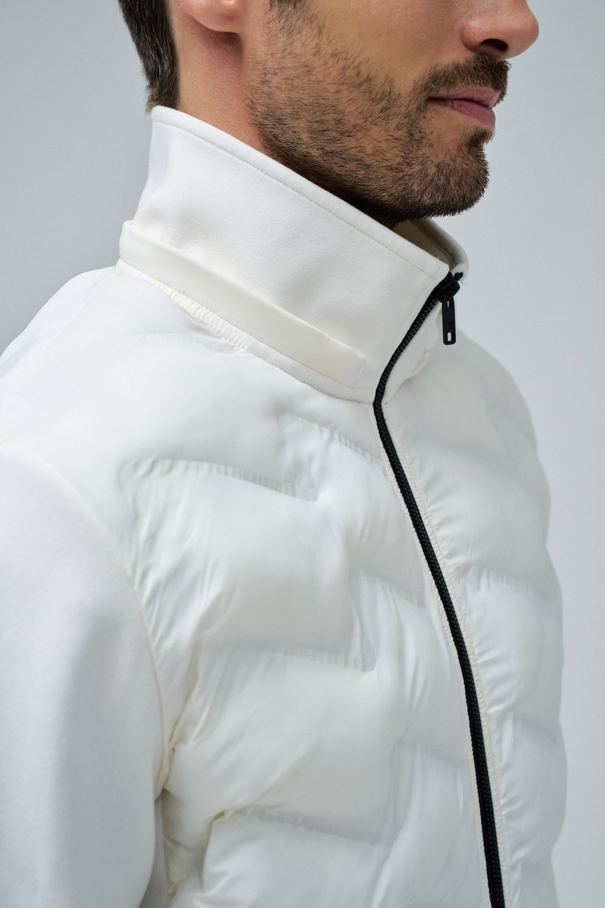 Zip-Thru Padded Jumper Hoodie in Light Pearl V2 Jackets Salsa Jeans