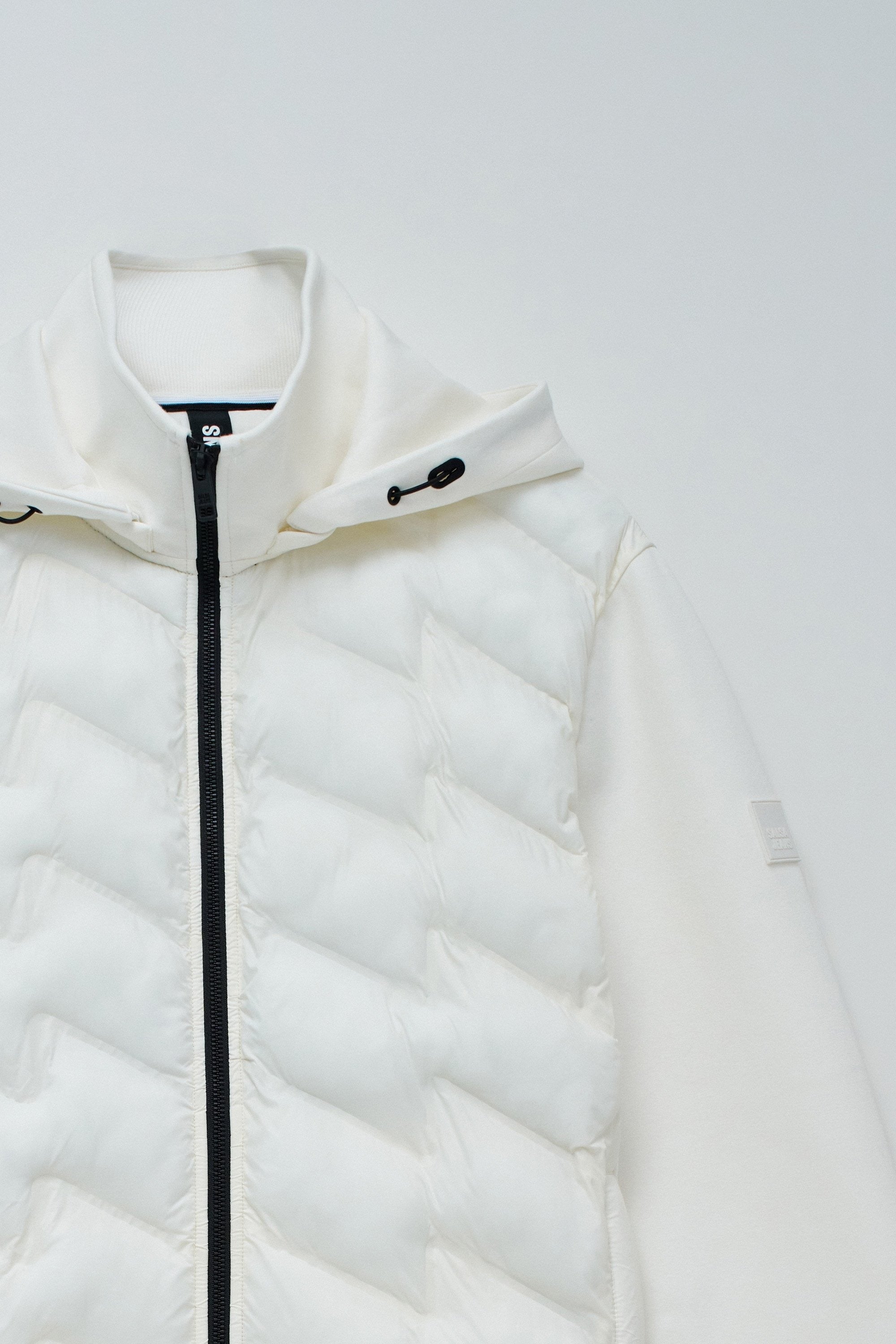 Zip-Thru Padded Jumper Hoodie in Light Pearl V2 Jackets Salsa Jeans