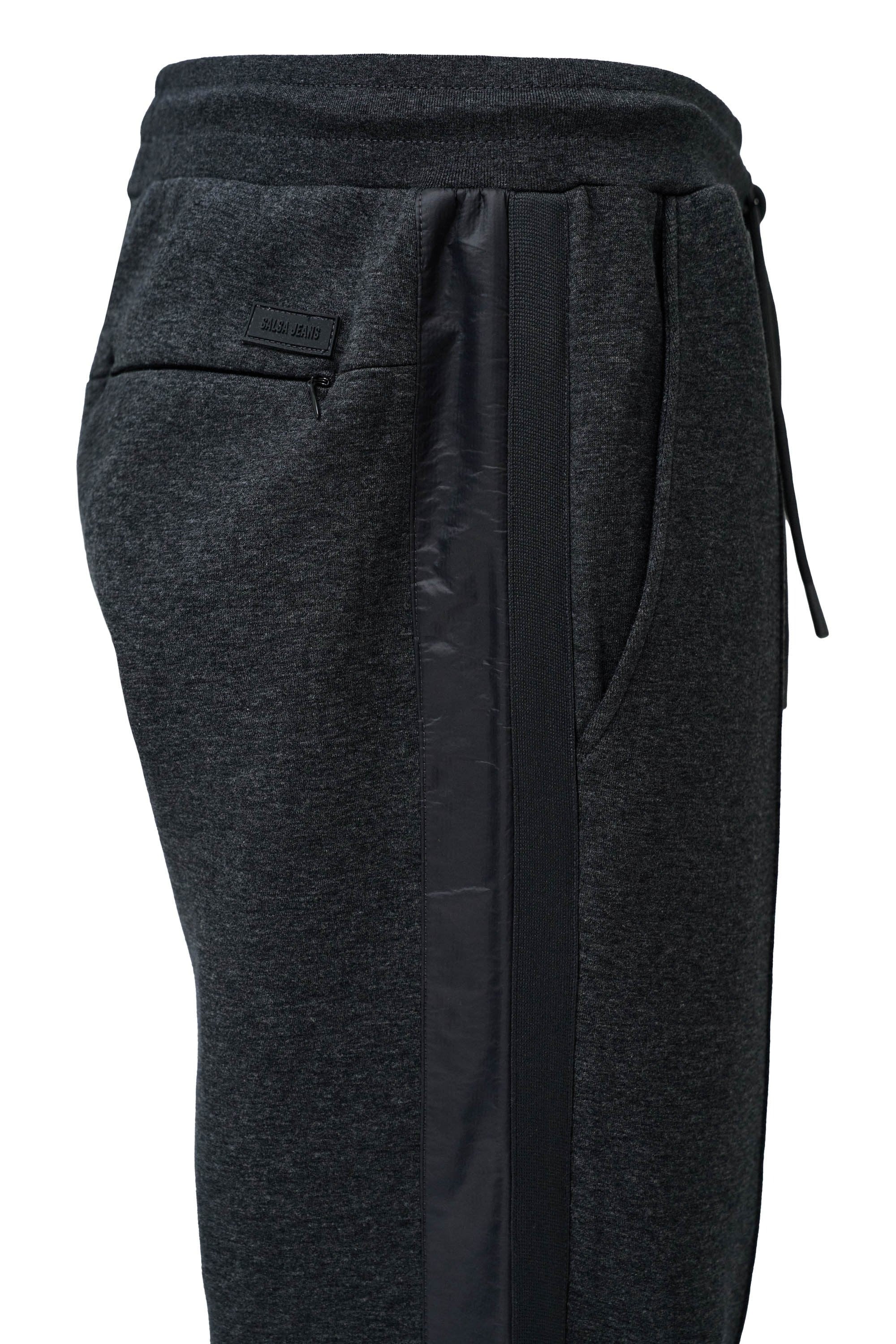 Scuba Interlock Joggers Mix Materials in Dark Grey