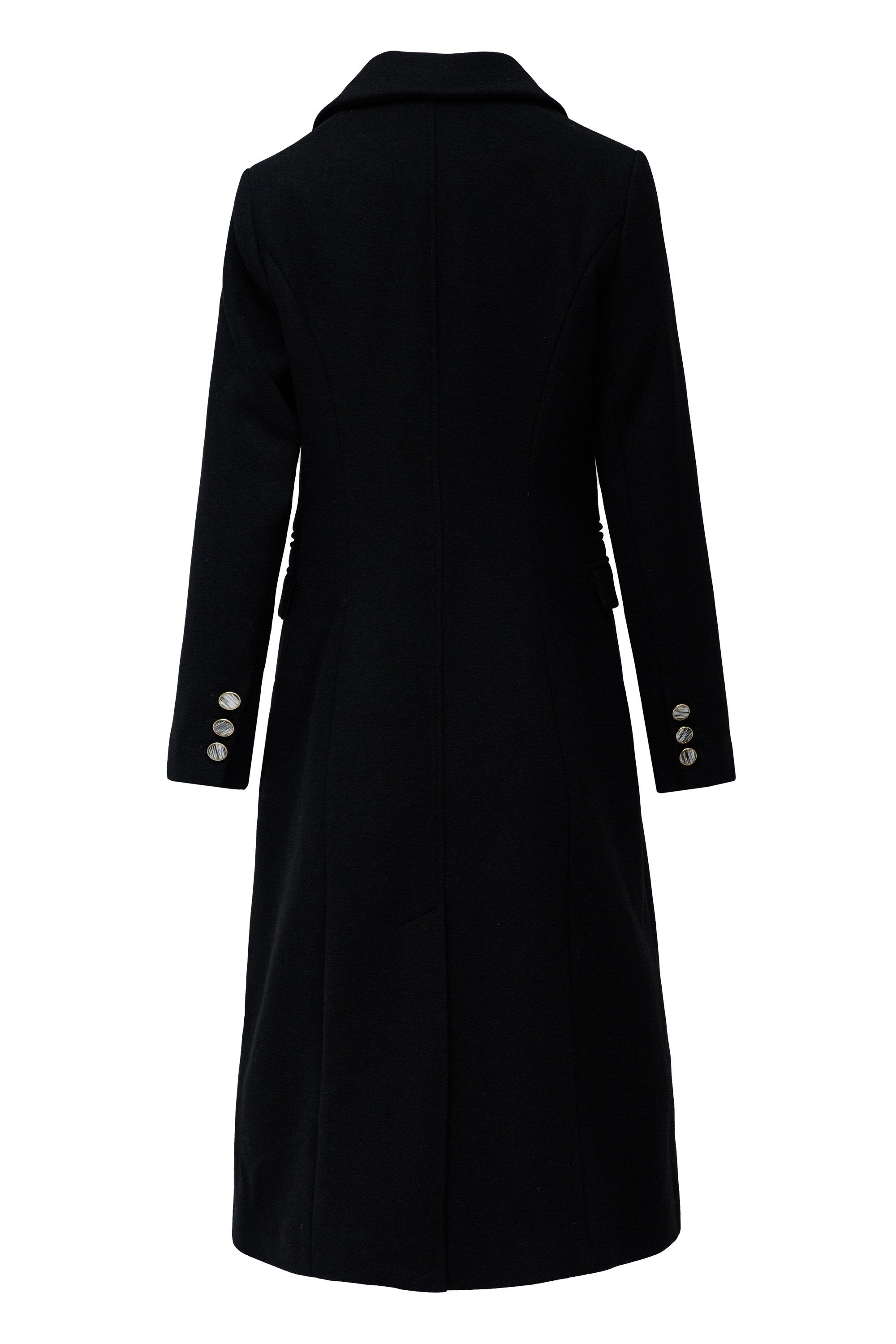 Wool Coat With Faux Fur Collar in Black Jackets Salsa Jeans