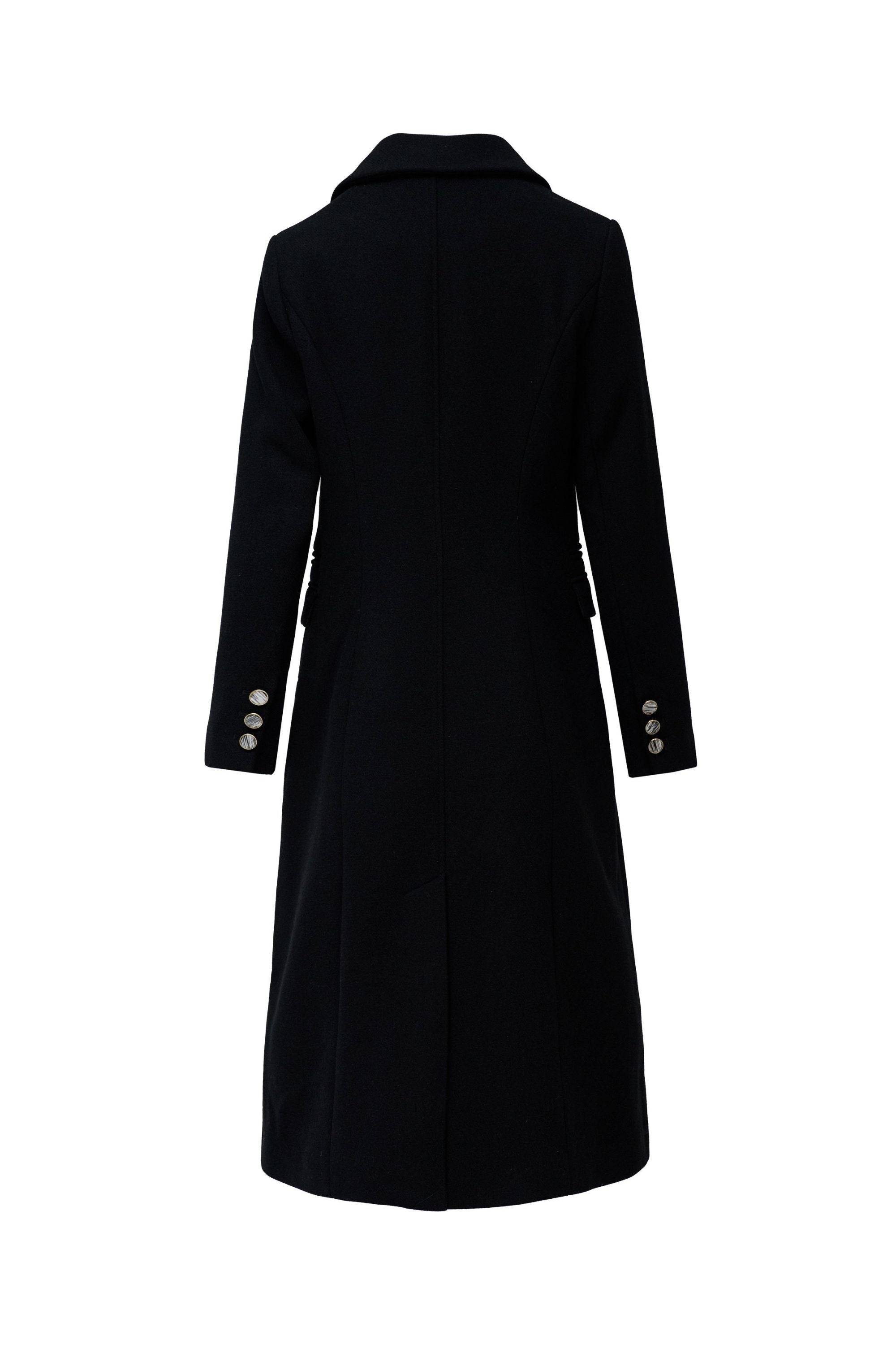 Wool Coat With Faux Fur Collar in Black