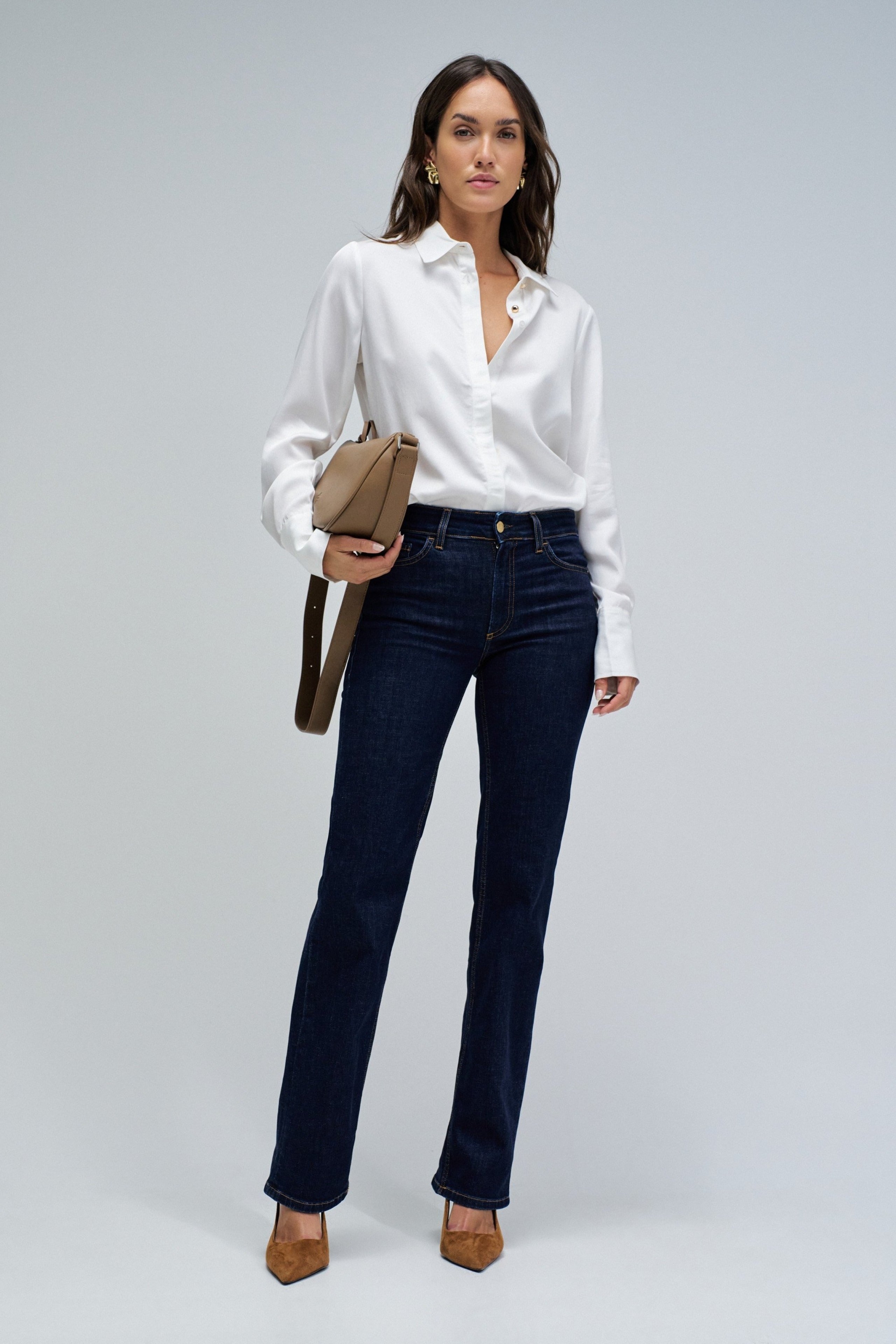 Basic Shirt W/ Gold Buttons in Light Pearl V2 Shirts Salsa Jeans