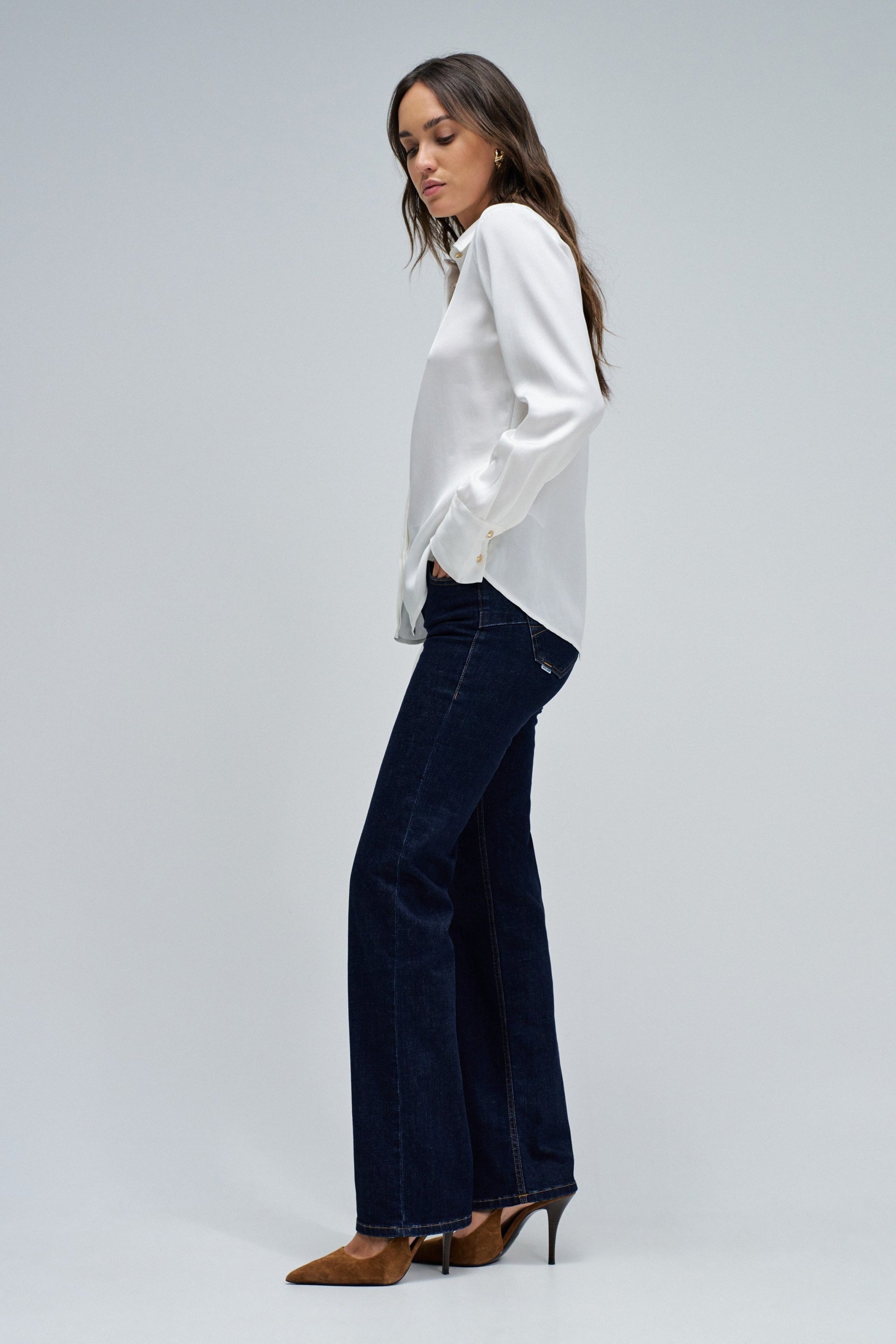 Basic Shirt W/ Gold Buttons in Light Pearl V2 Shirts Salsa Jeans