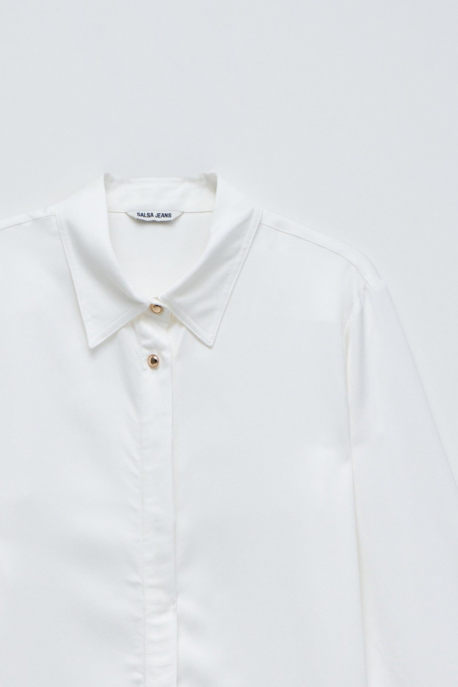 Basic Shirt W/ Gold Buttons in Light Pearl V2 Shirts Salsa Jeans