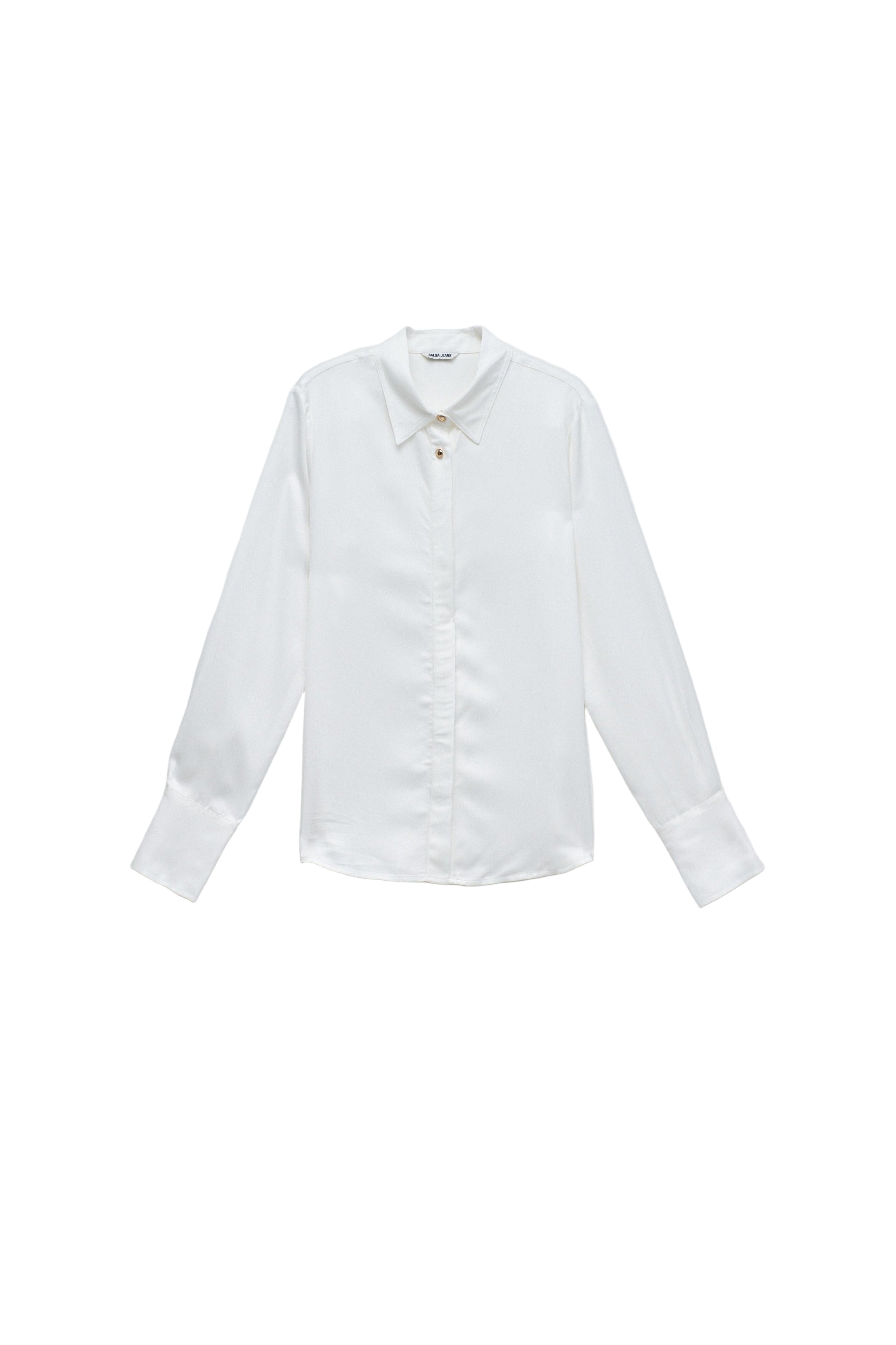 Basic Shirt W/ Gold Buttons in Light Pearl V2 Shirts Salsa Jeans