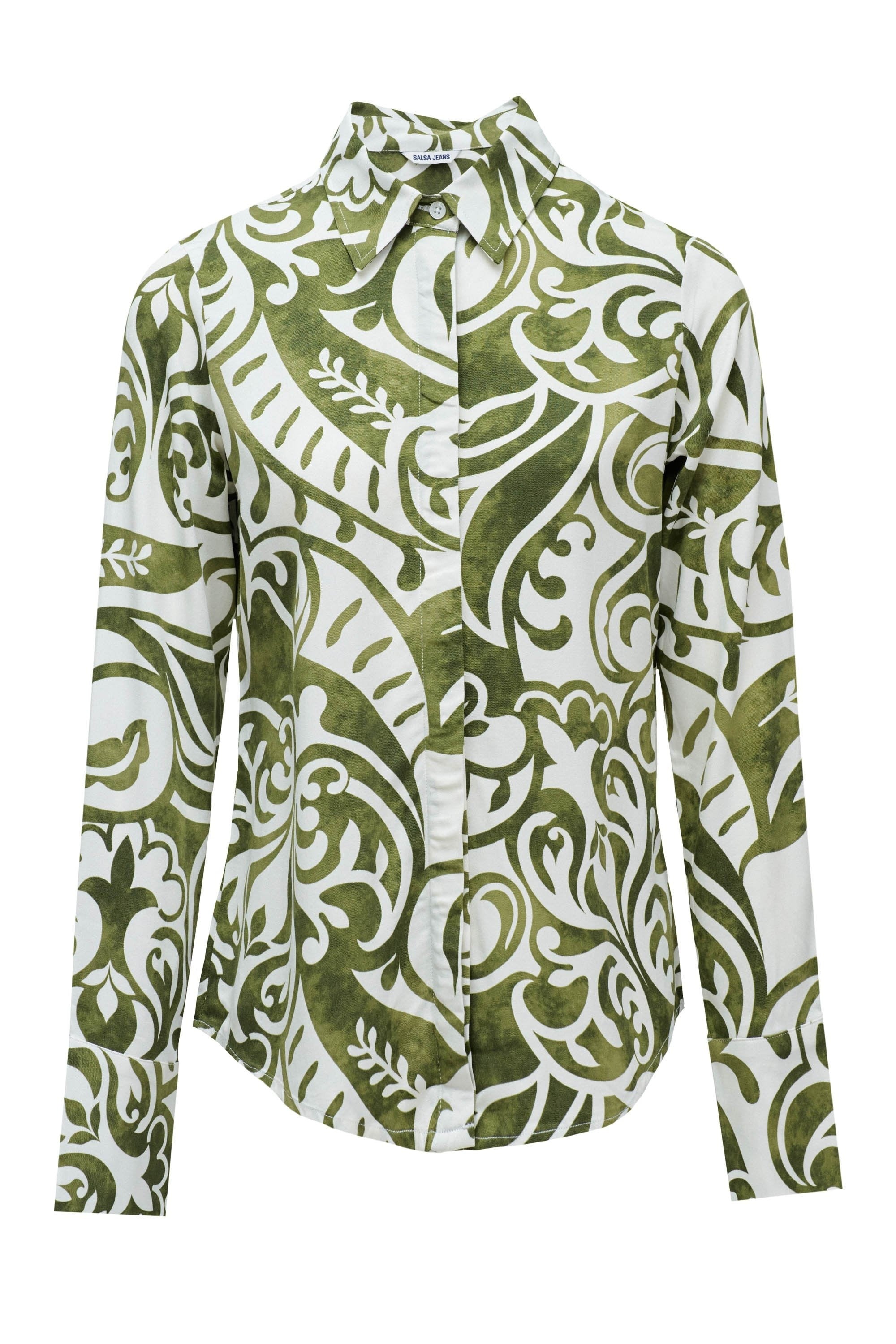 Basic Shirt W/ Gold Buttons in Dark Green V1 Shirts Salsa Jeans