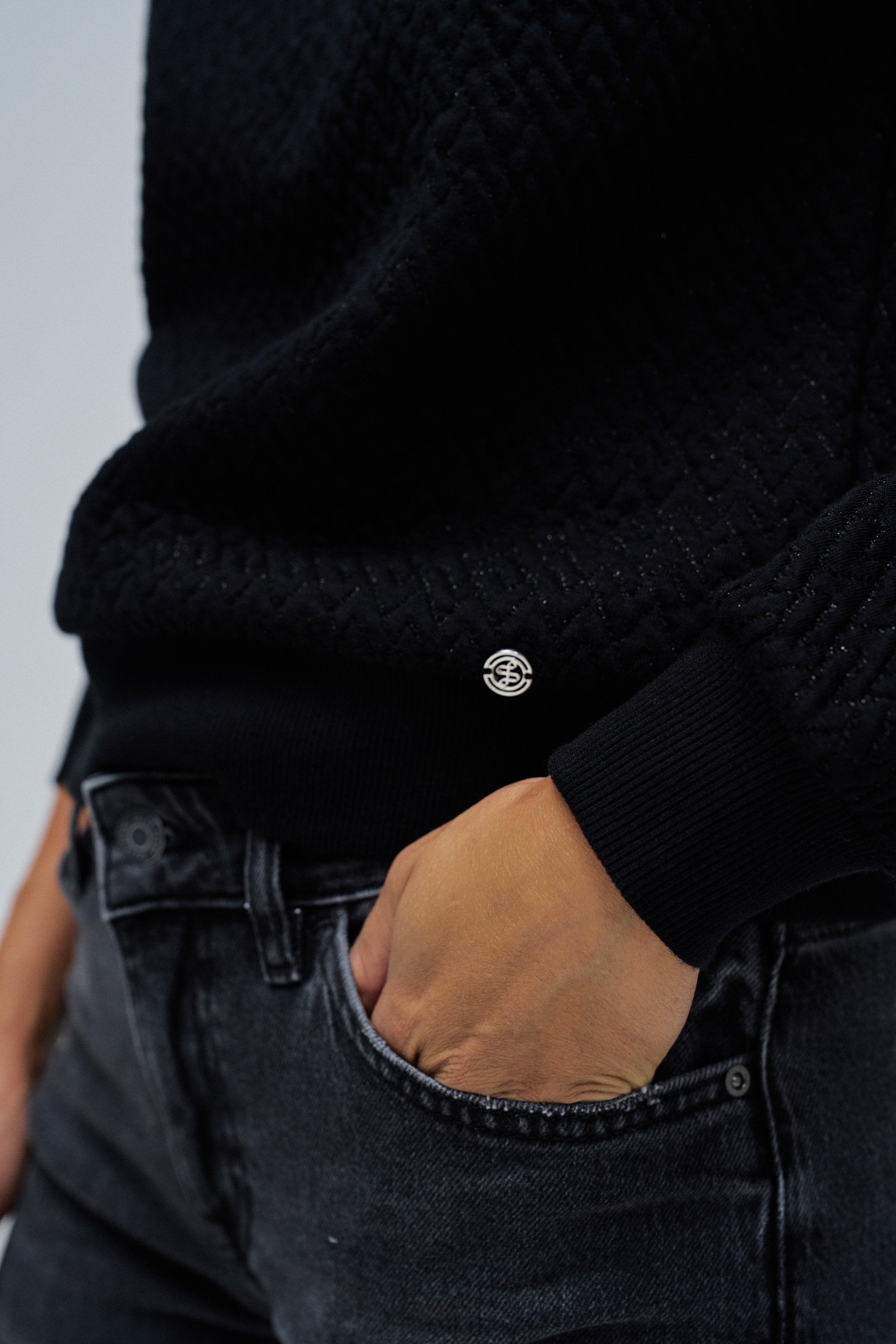 Lurex Jacquard Sweatshirt in Black Sweatshirts Salsa Jeans