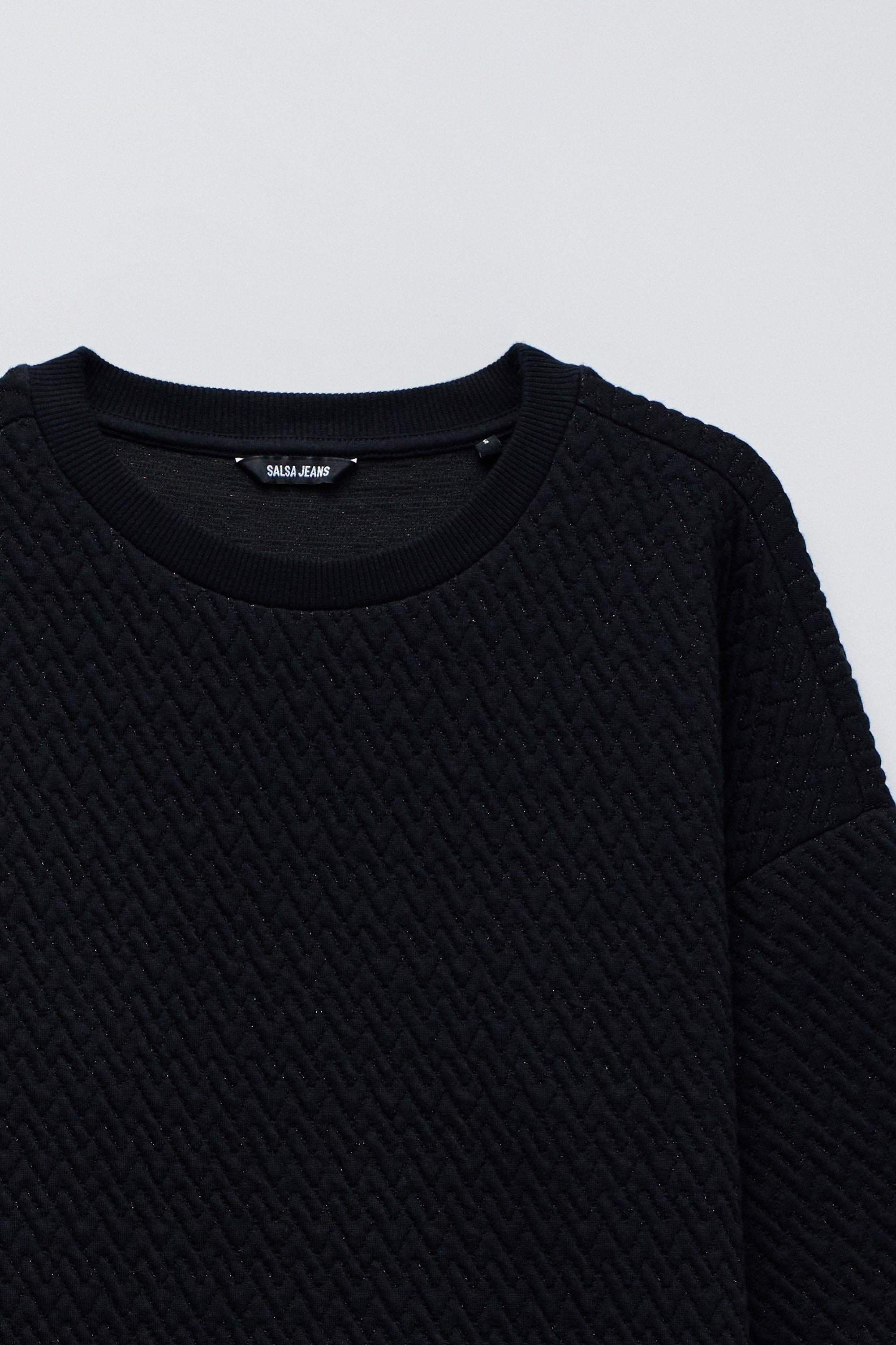 Lurex Jacquard Sweatshirt in Black Sweatshirts Salsa Jeans