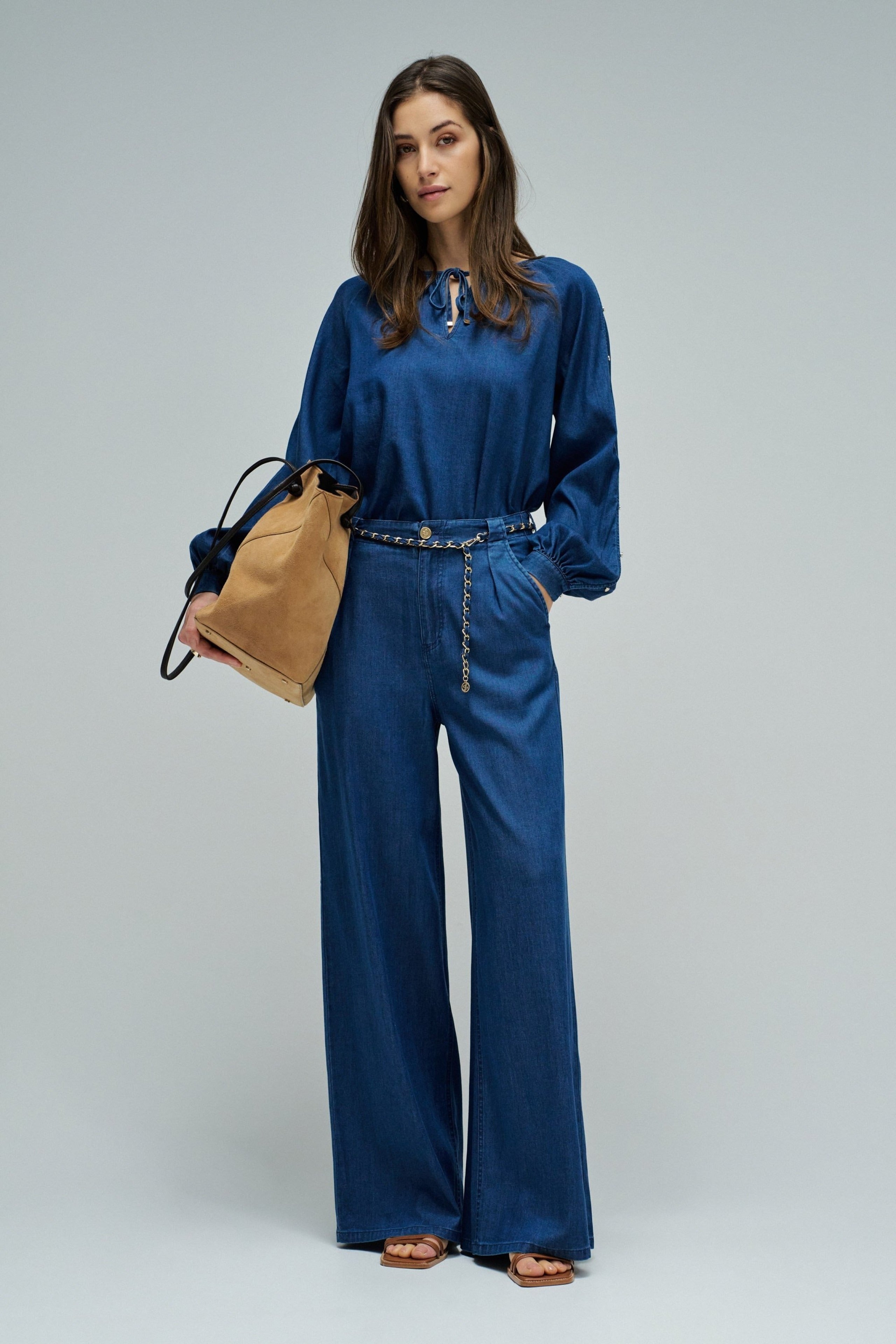 Chino chain belt in dark wash