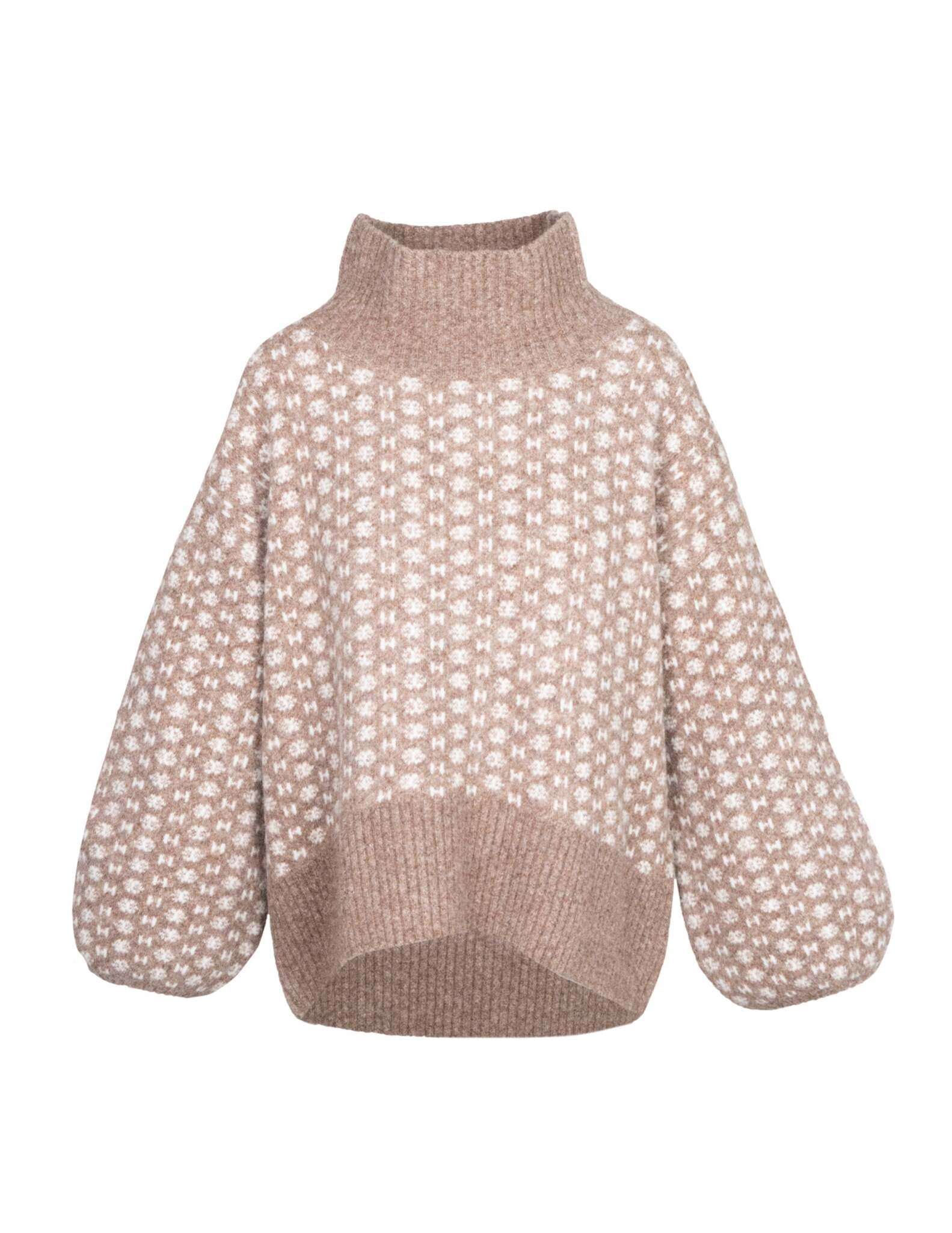 LOGO Sweater in Brown melange/white Sweater Hést