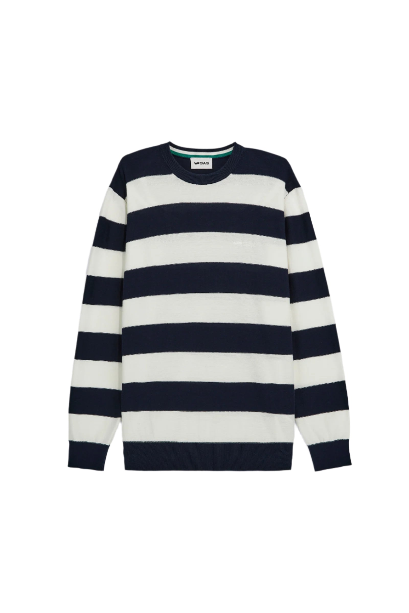 Avier Round Neck in Navy Blue / Snow White Sweater GAS