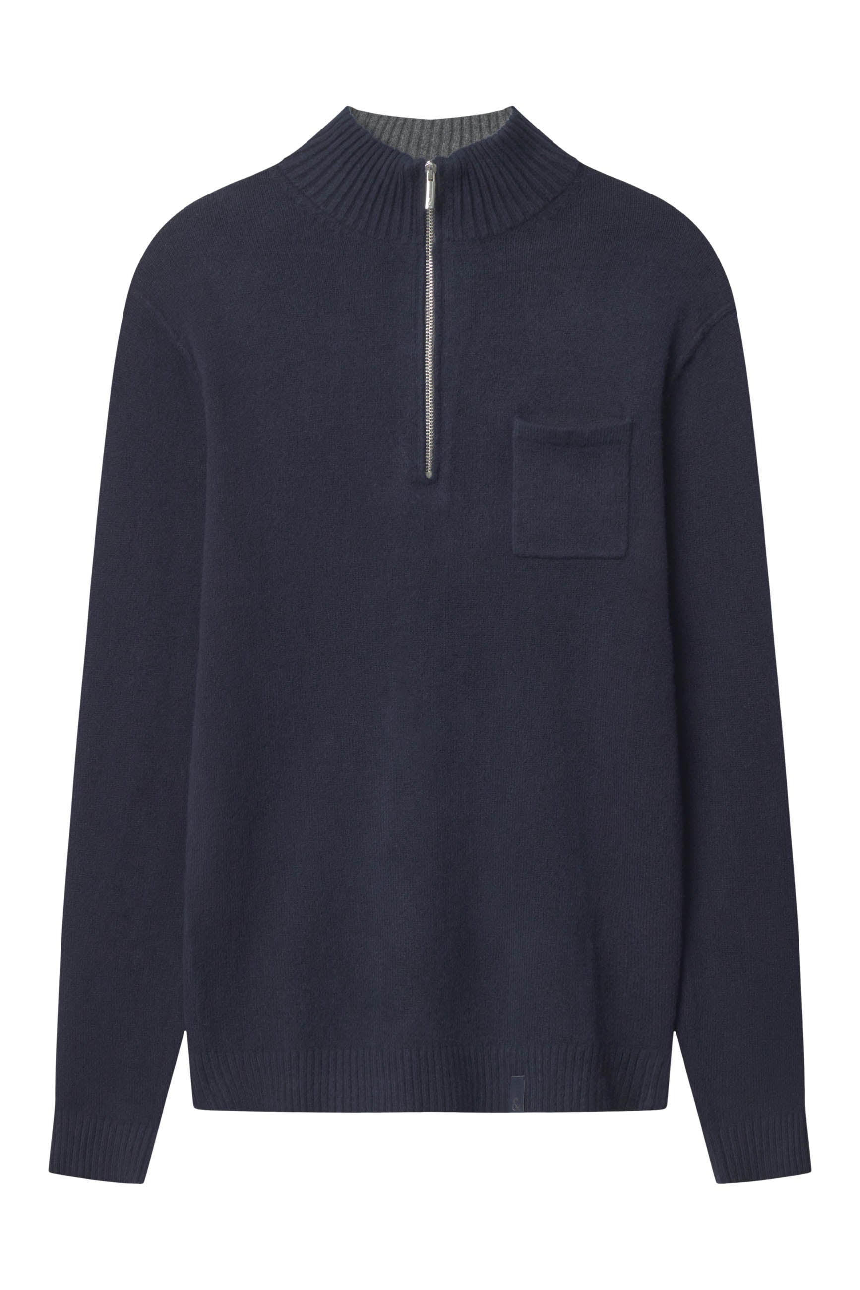 Mock-Zip Woolen Touch in Navy Sweater Colours and Sons
