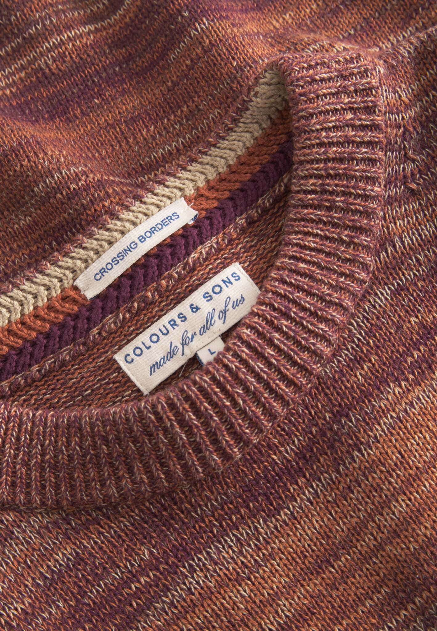 Roundneck mouliné in mahogany mouliné sweater Colours and Sons