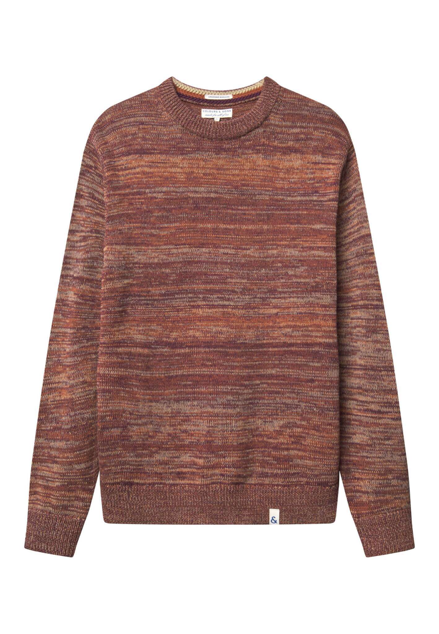Roundneck mouliné in mahogany mouliné sweater Colours and Sons