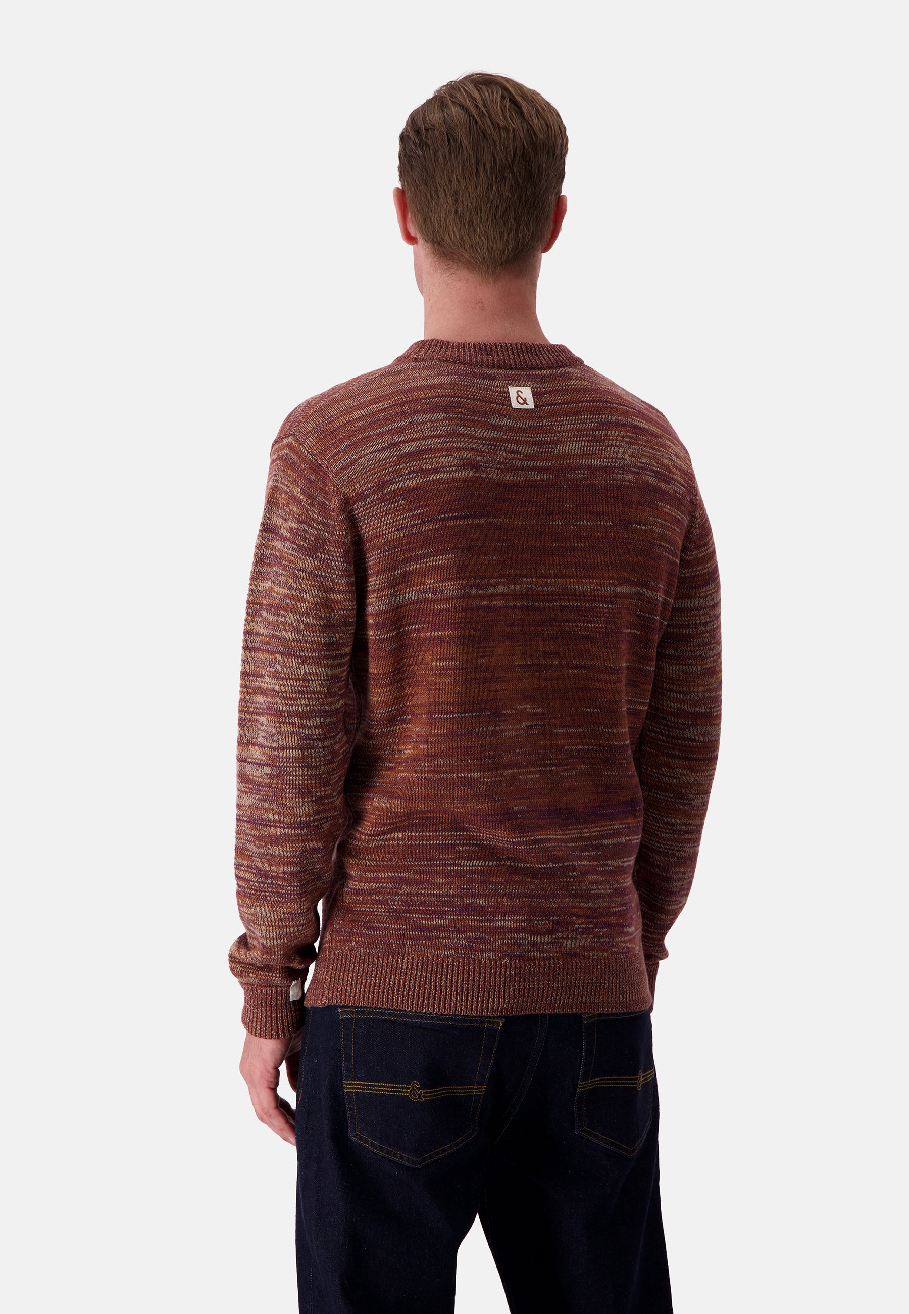 Roundneck mouliné in mahogany mouliné sweater Colours and Sons