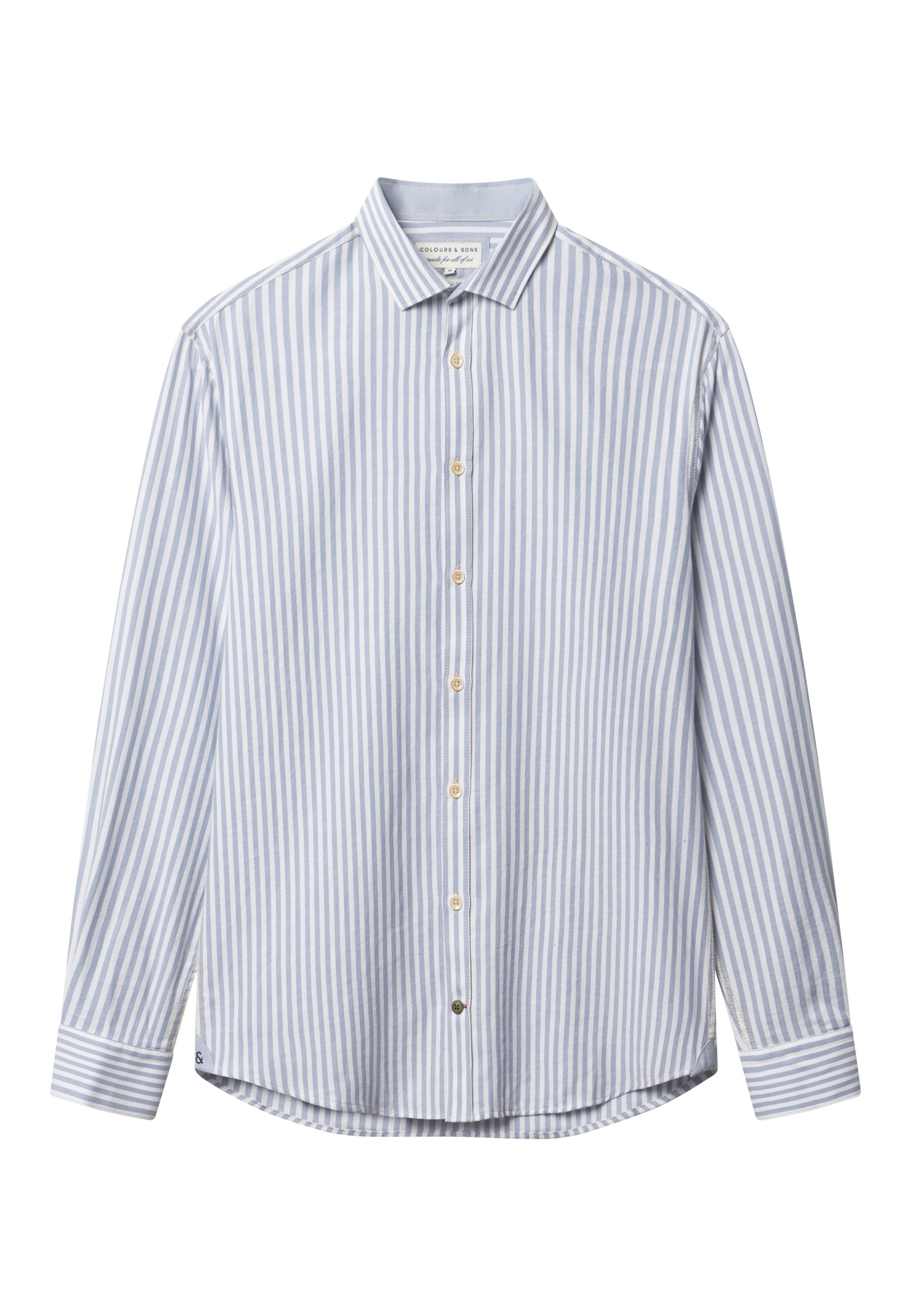 Shirt Brushed Twill Stripes in Lake Stripes Shirts Colours and Sons