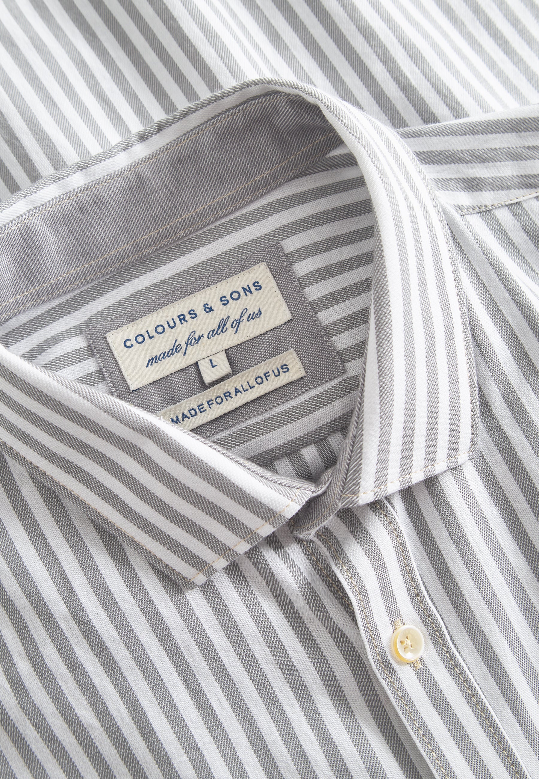 Shirt Brushed Twill Stripes in Silver Stripes Shirts Colours and Sons