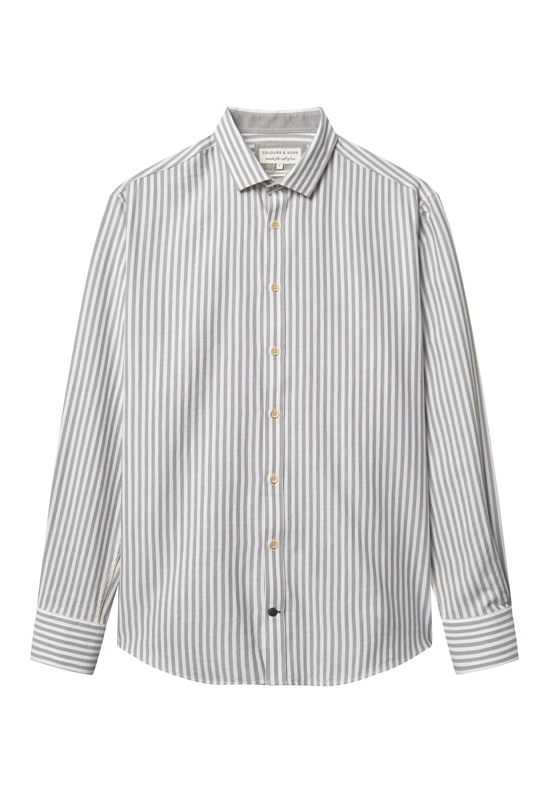 Shirt Brushed Twill Stripes in Silver Stripes Shirts Colours and Sons