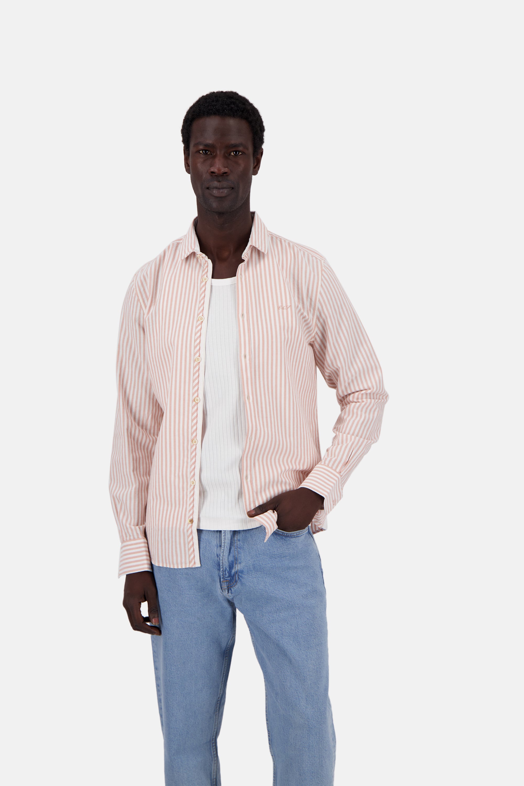 Shirt-Soft Oxford Stripes in Salmon Stripes Shirts Colours and Sons